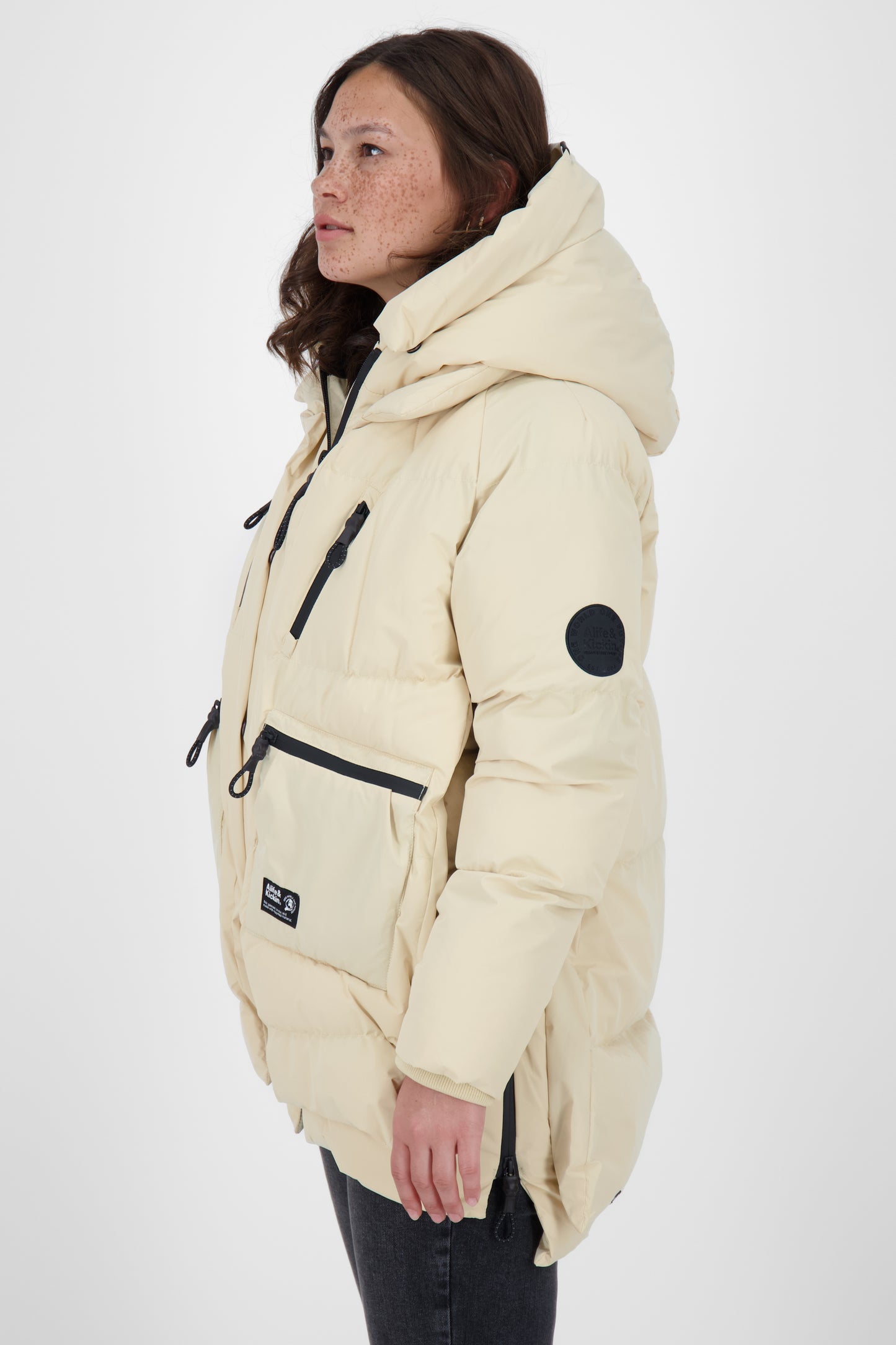Damen Pufferjacke RachelAK A - Funktionales Design mit voluminöser Kapuze Beige