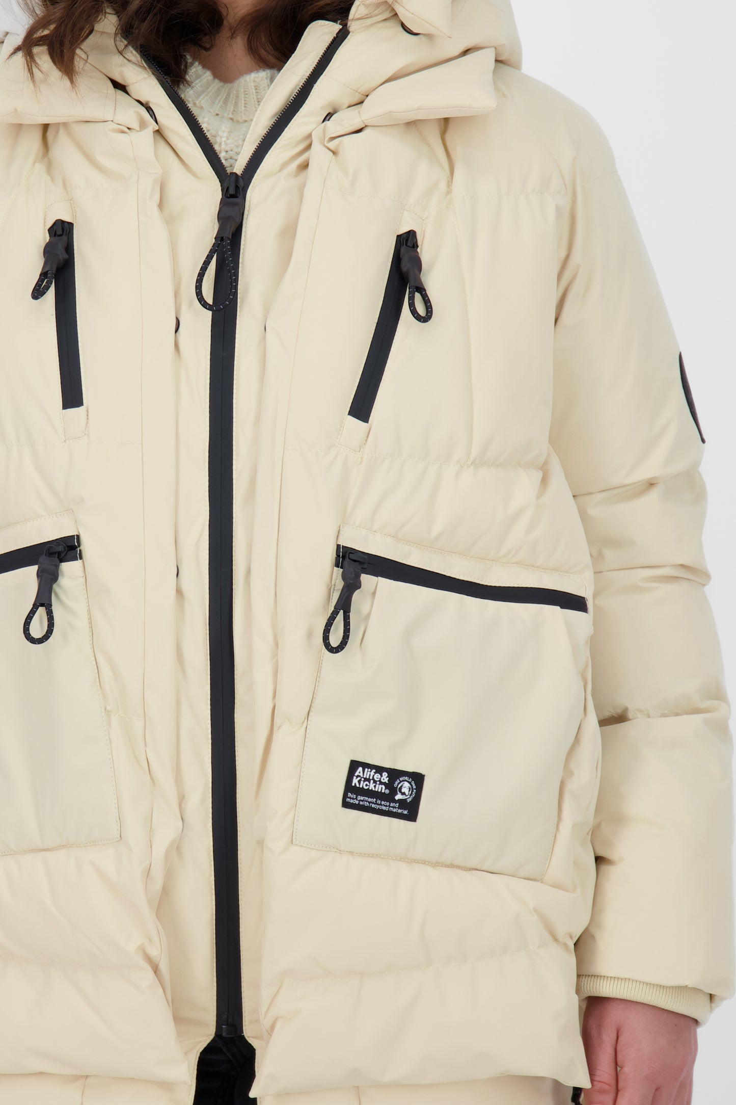 Damen Pufferjacke RachelAK A - Funktionales Design mit voluminöser Kapuze Beige