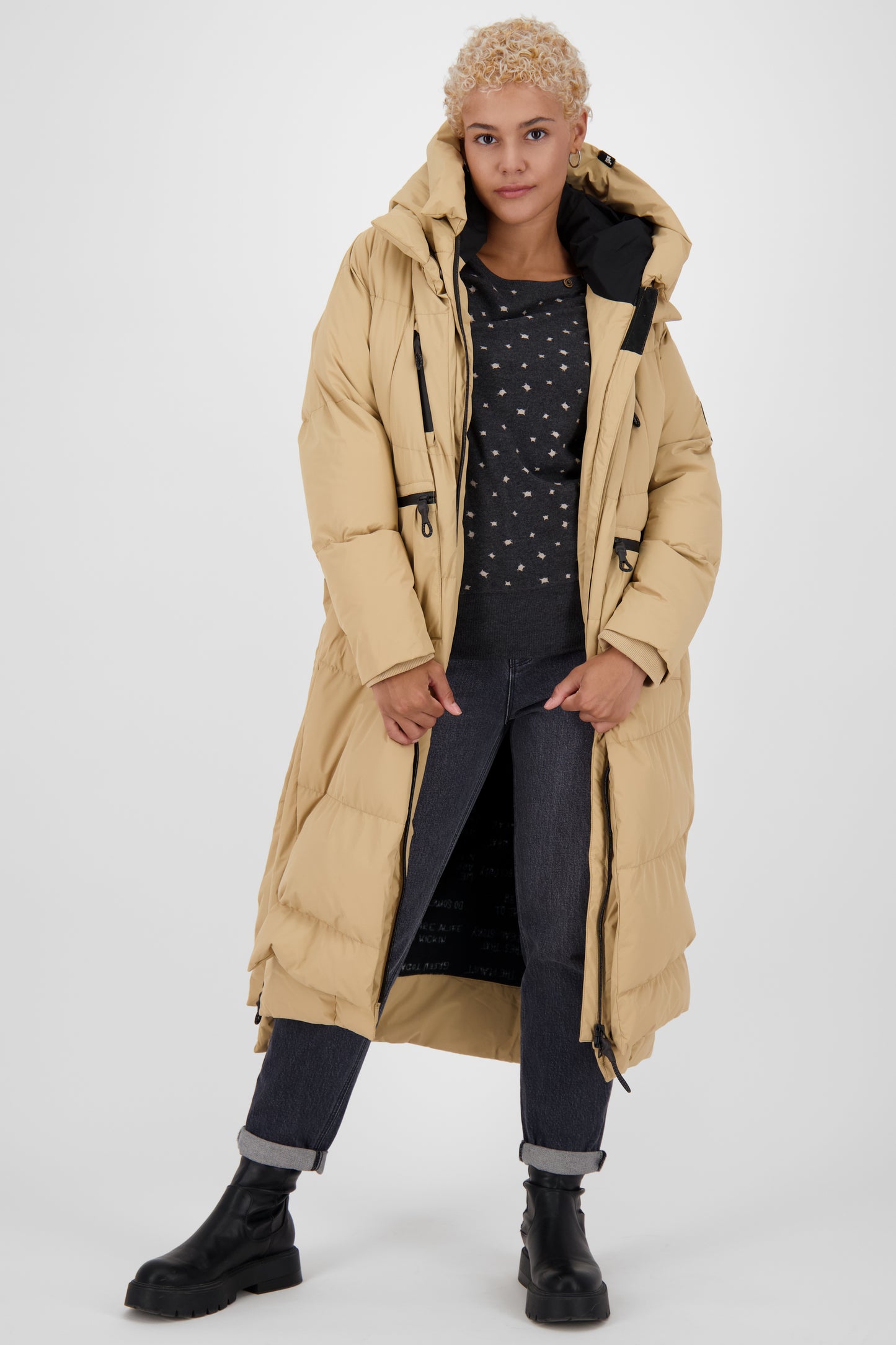 Damen Winterjacke Lang - Pufferjacke RihannaAK A Beige