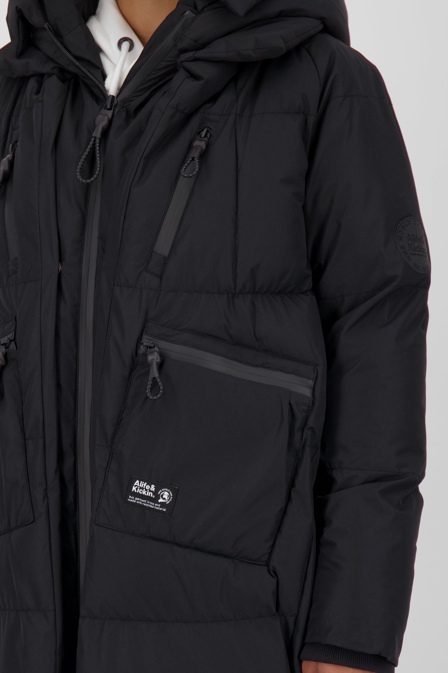 Damen Winterjacke Lang - Pufferjacke RihannaAK A Schwarz