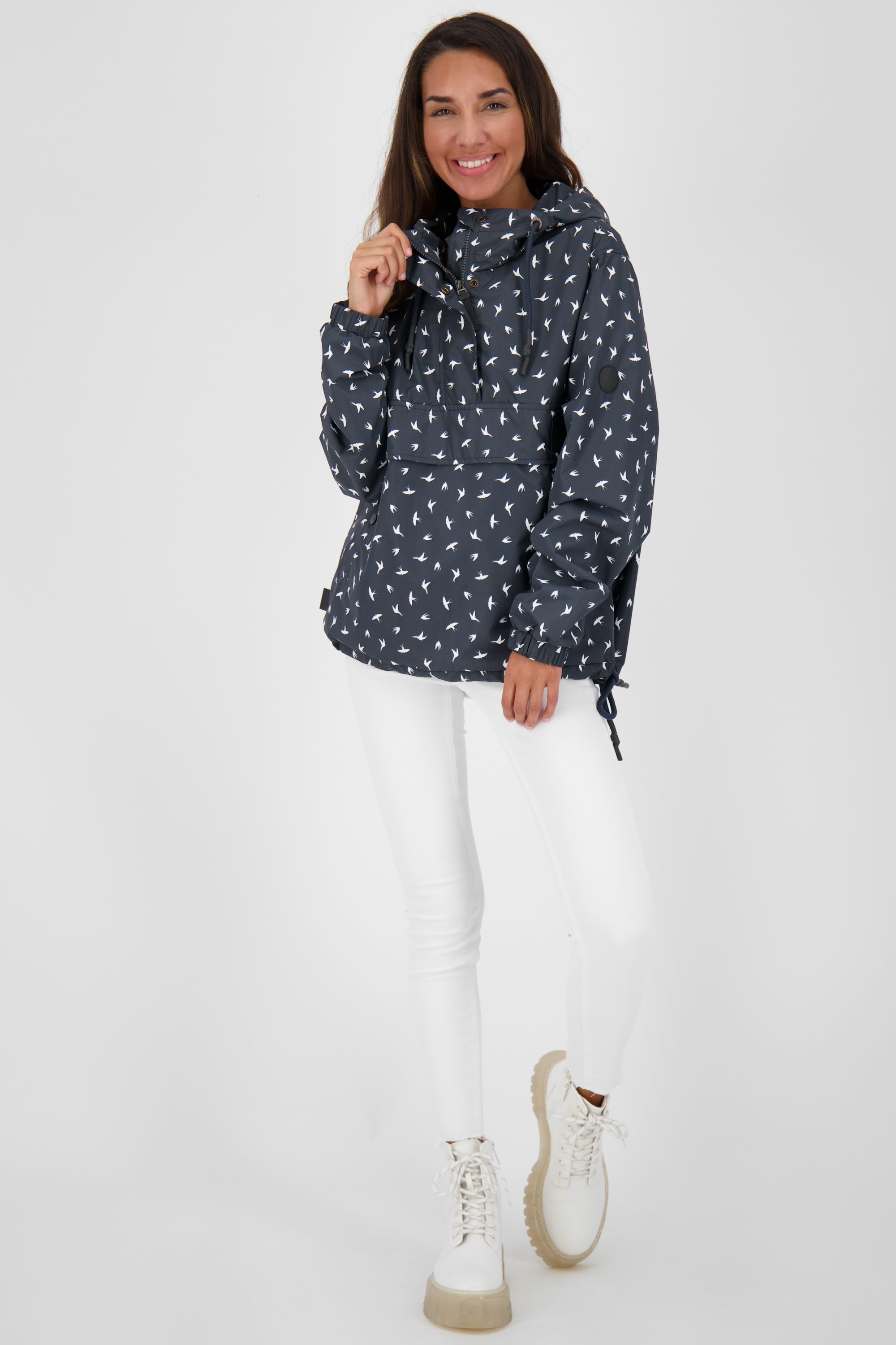 Alife & Kickin BoaAK B leichter Damen Windbreaker mit Kapuze Dunkelblau