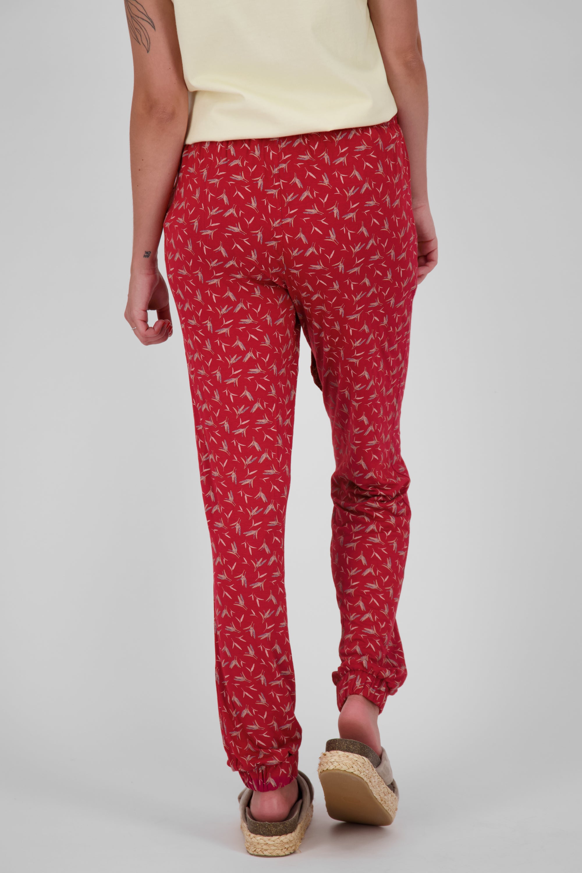 Damen Stoffhose mit Alloverprint - AliceAK B Dunkelrot