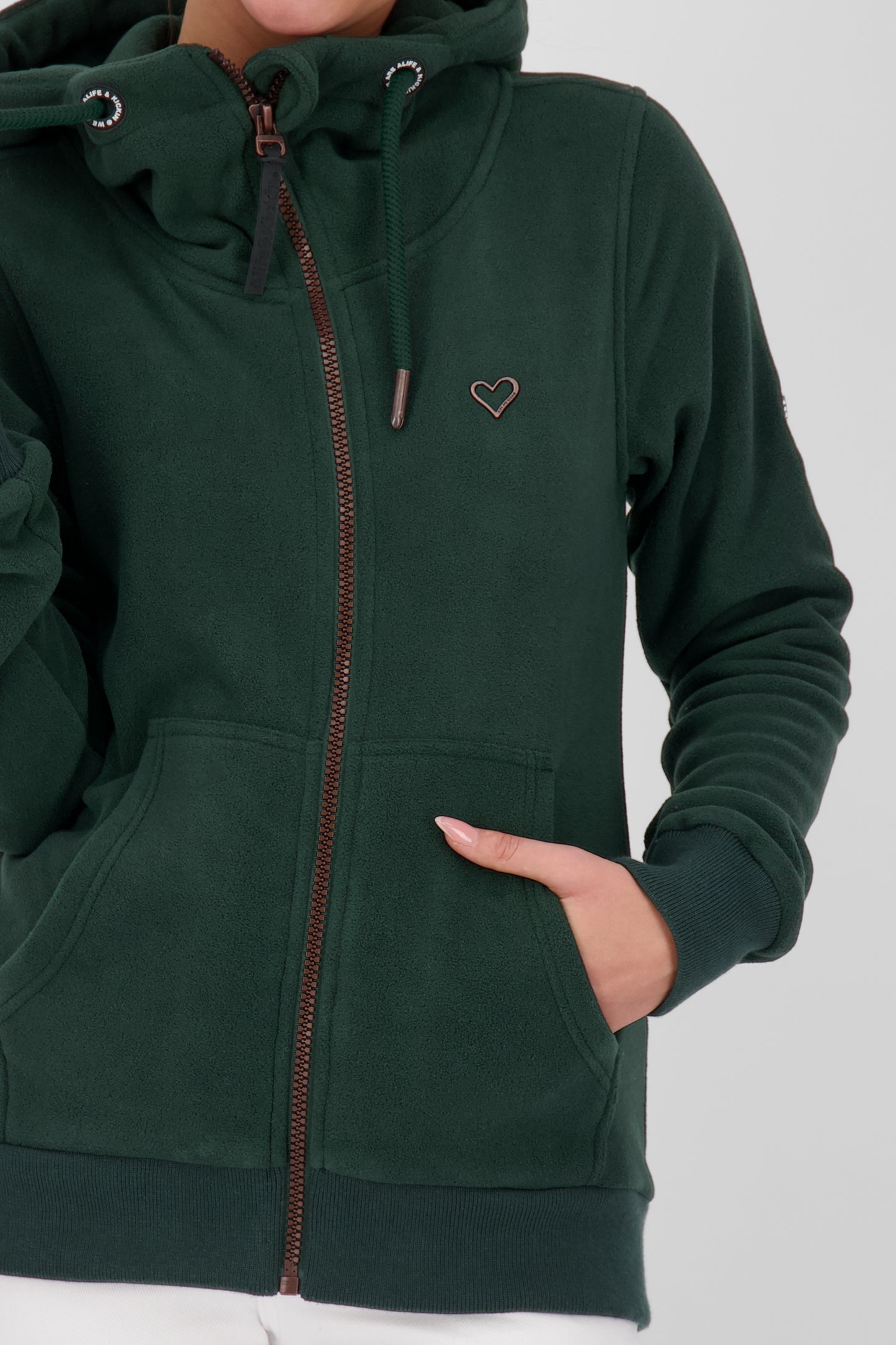 Stylische Fleecejacke für Damen: YasminAK F von Alife and Kickin Dunkelgrün