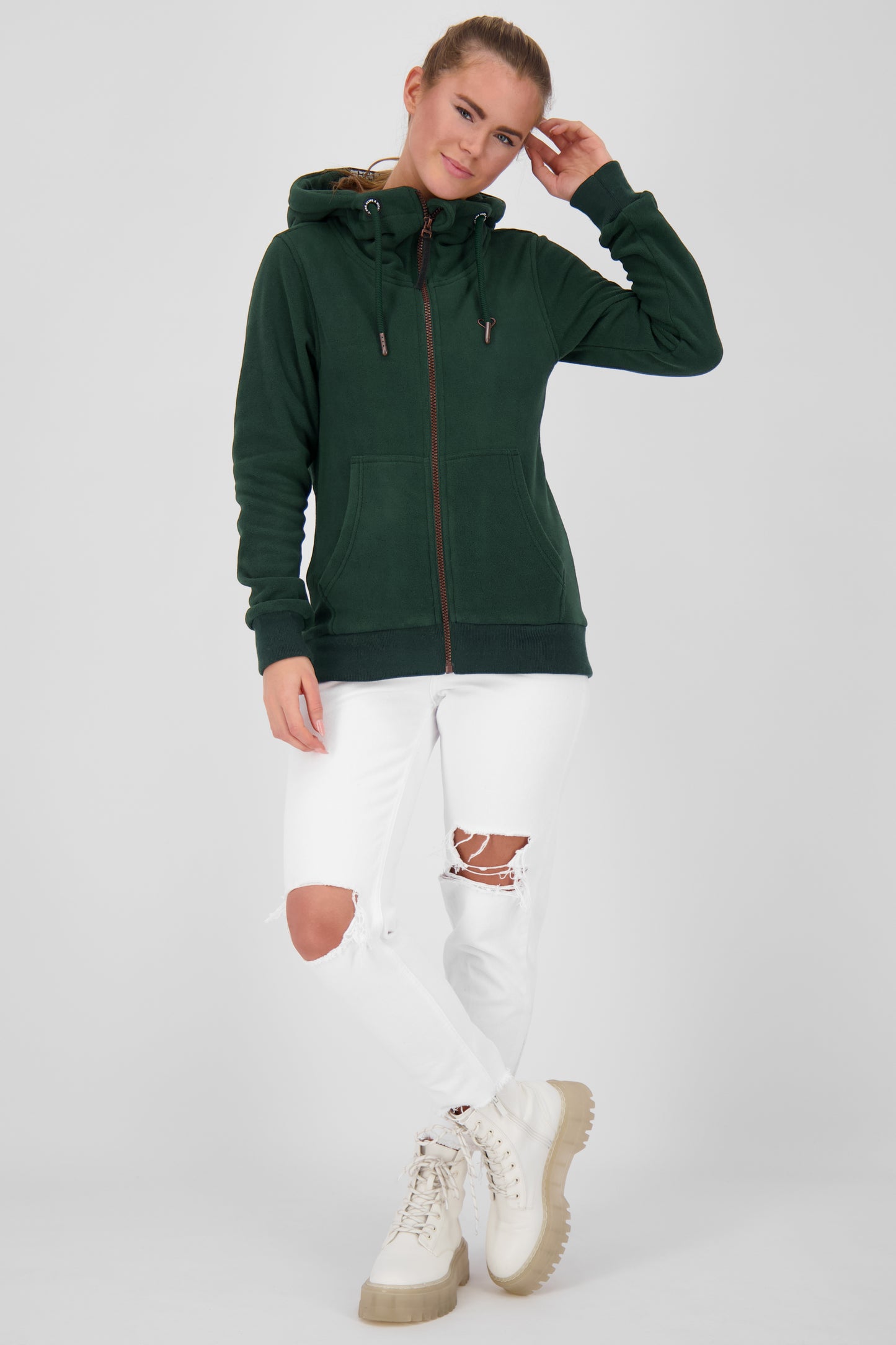 Stylische Fleecejacke für Damen: YasminAK F von Alife and Kickin Dunkelgrün