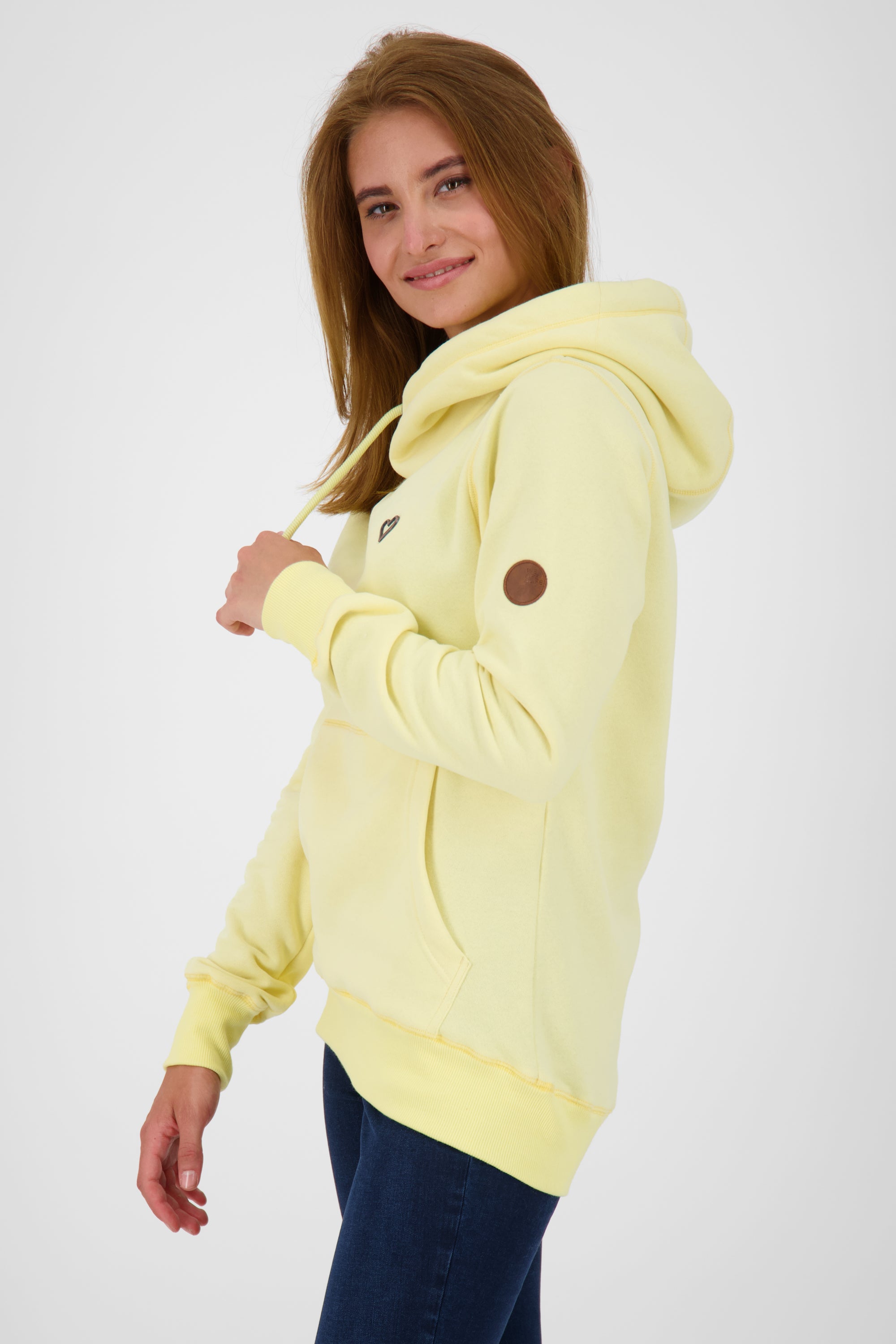Pastellfarbener Hoodie SarahAK A mit figurnaher Schnittform Gelb