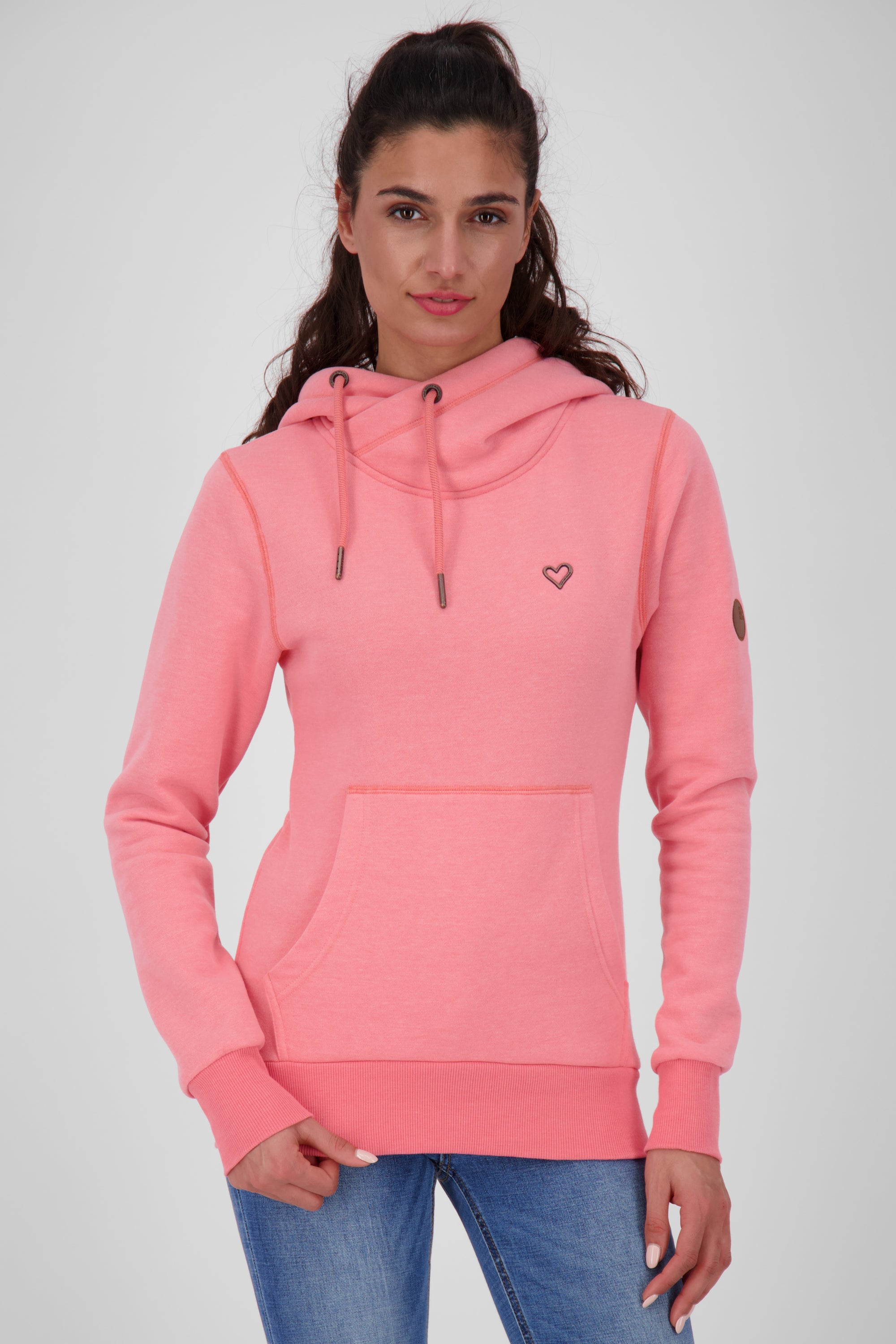 Pastellfarbener Hoodie SarahAK A mit figurnaher Schnittform Orange