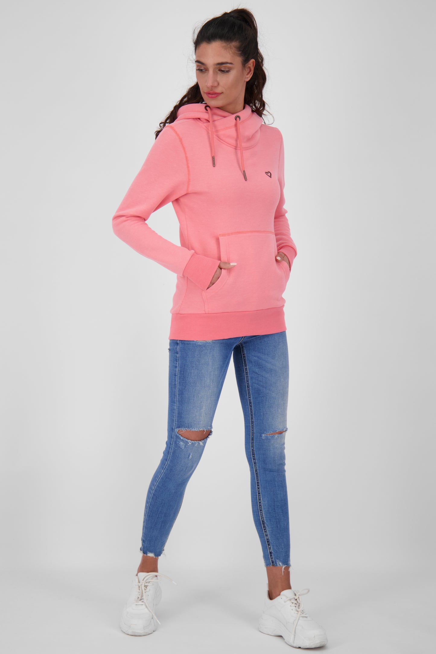 Pastellfarbener Hoodie SarahAK A mit figurnaher Schnittform Orange