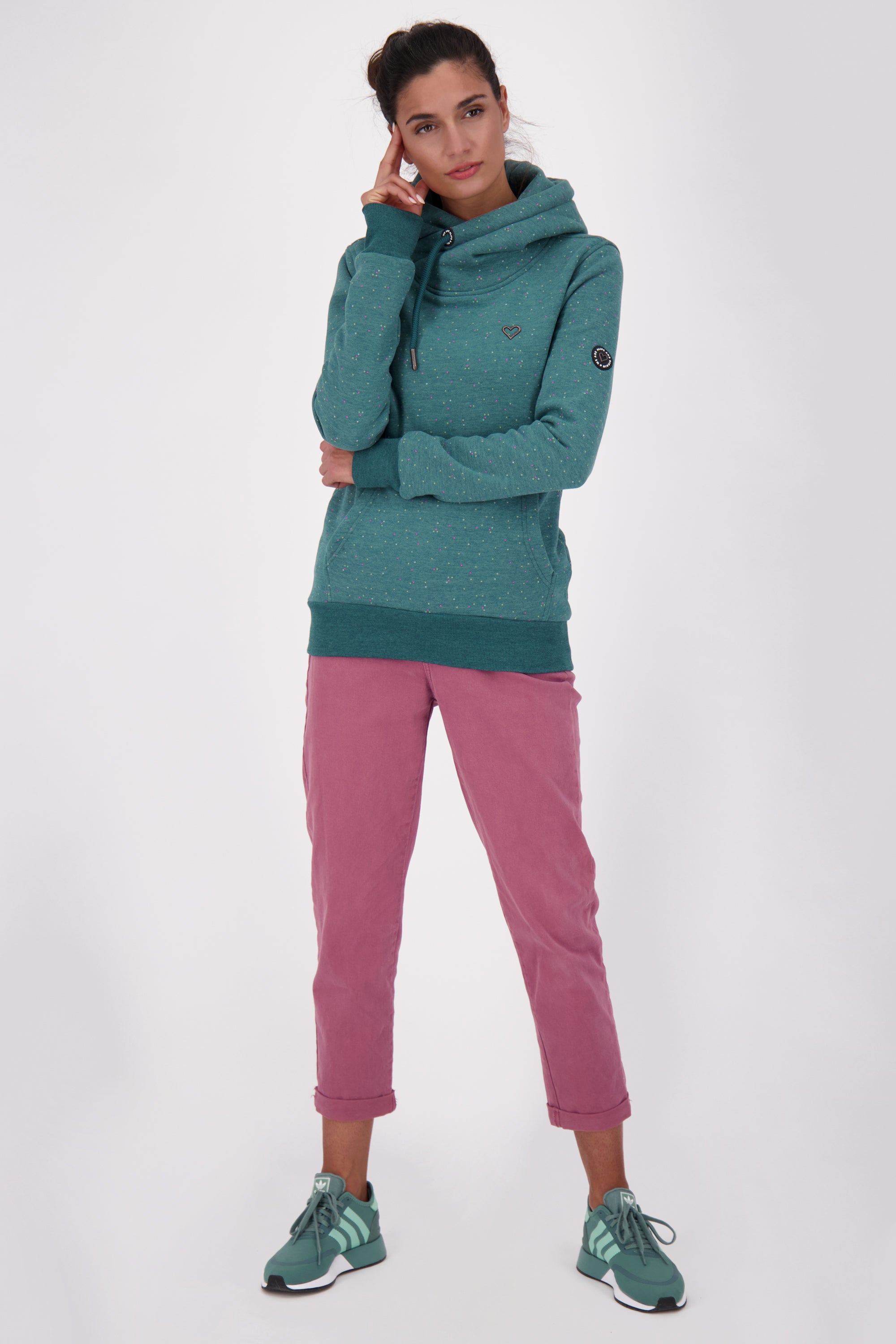 Gemustertes Highlight: Alife and Kickin SarahAK B Damen Kapuzenpullover Dunkelgrün
