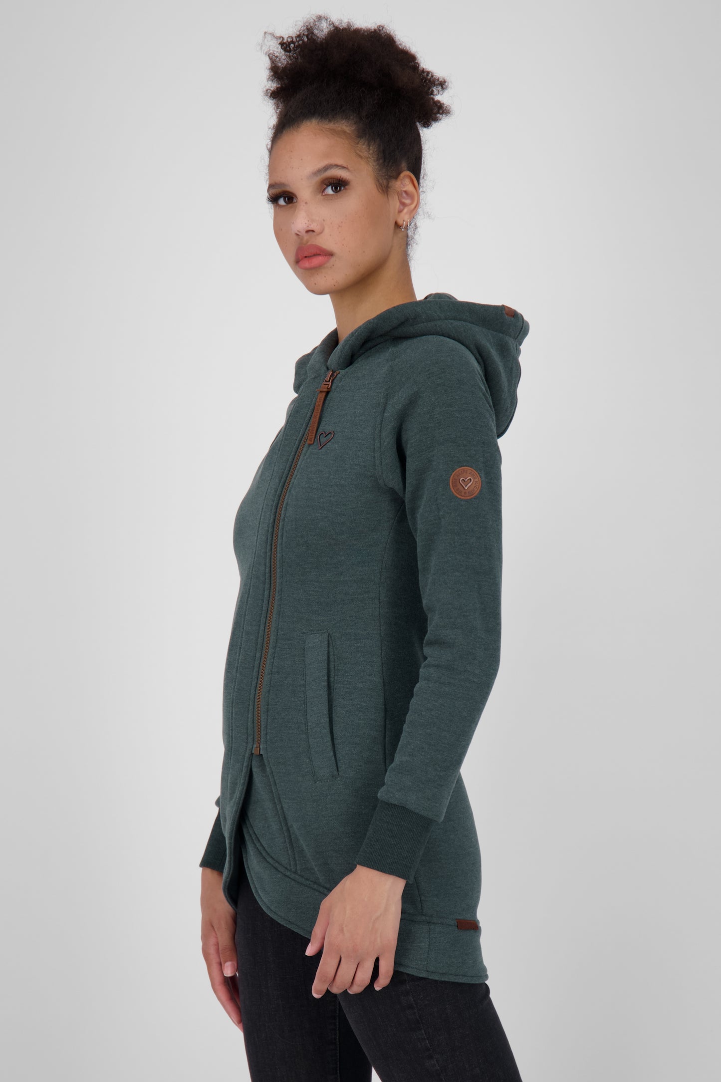 Asymmetrische Sweatjacke MaryAK A Damen Dunkelgrün