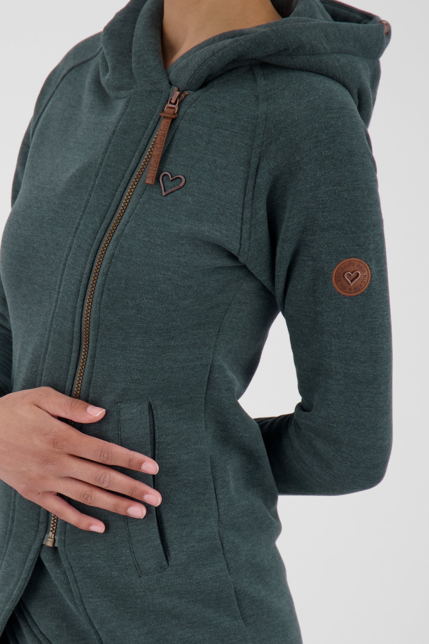 Asymmetrische Sweatjacke MaryAK A Damen Dunkelgrün