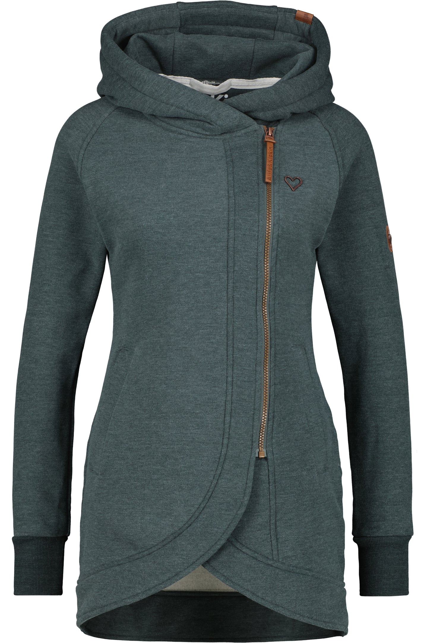 Asymmetrische Sweatjacke MaryAK A Damen Dunkelgrün