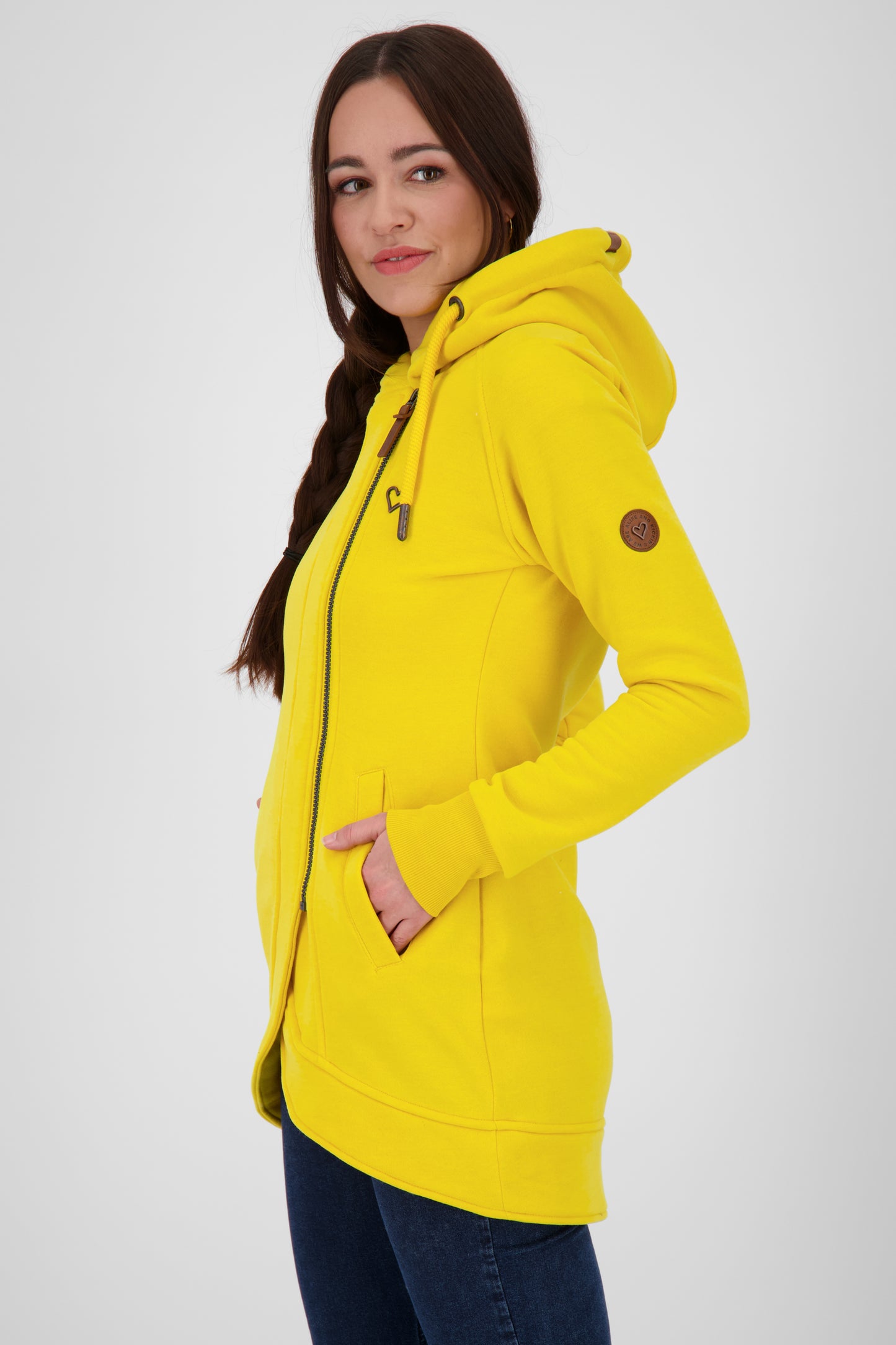 Komfortable Damen-Sweatjacke mit Kapuze MaryAK A Gelb