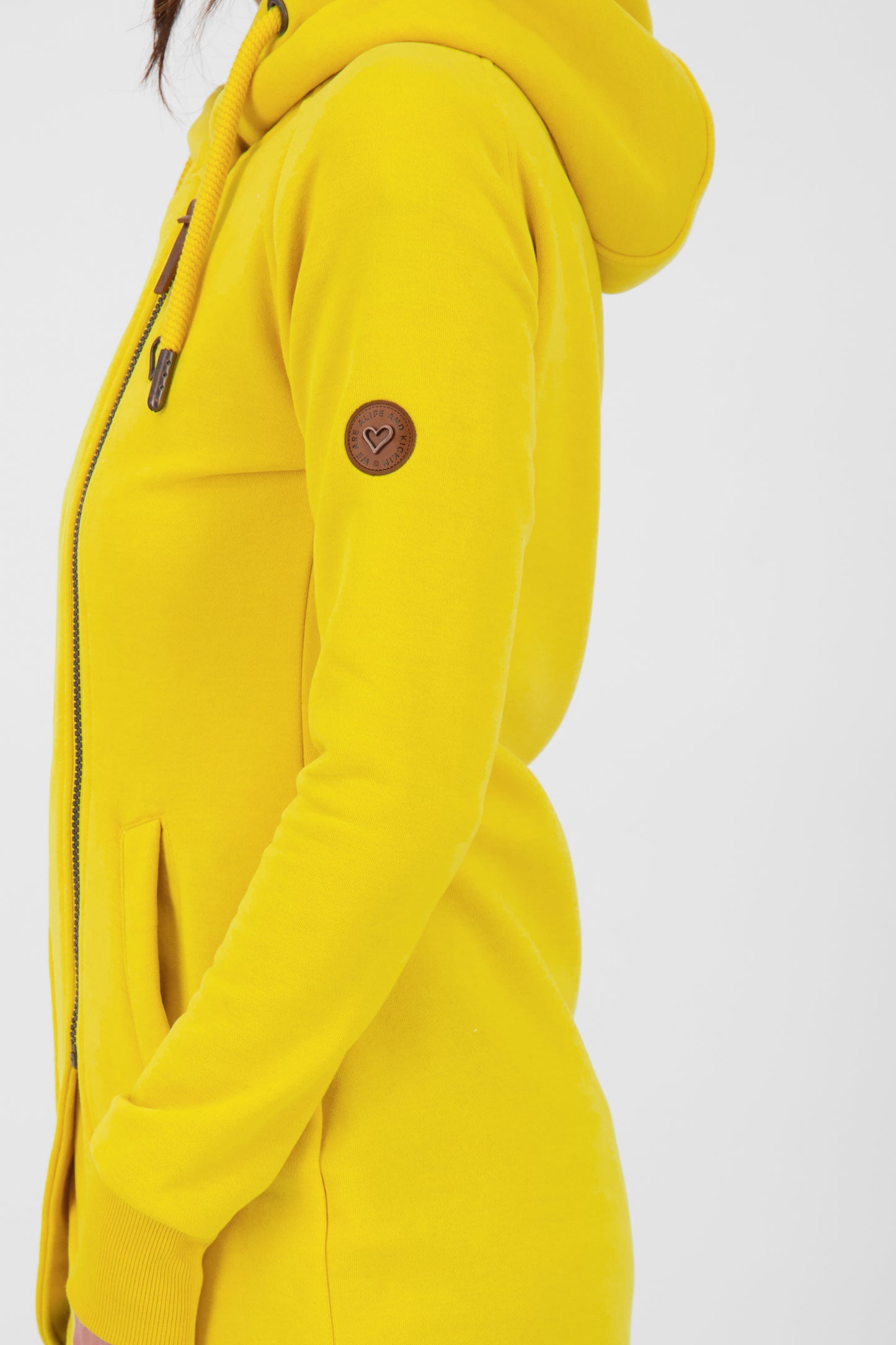 Komfortable Damen-Sweatjacke mit Kapuze MaryAK A Gelb