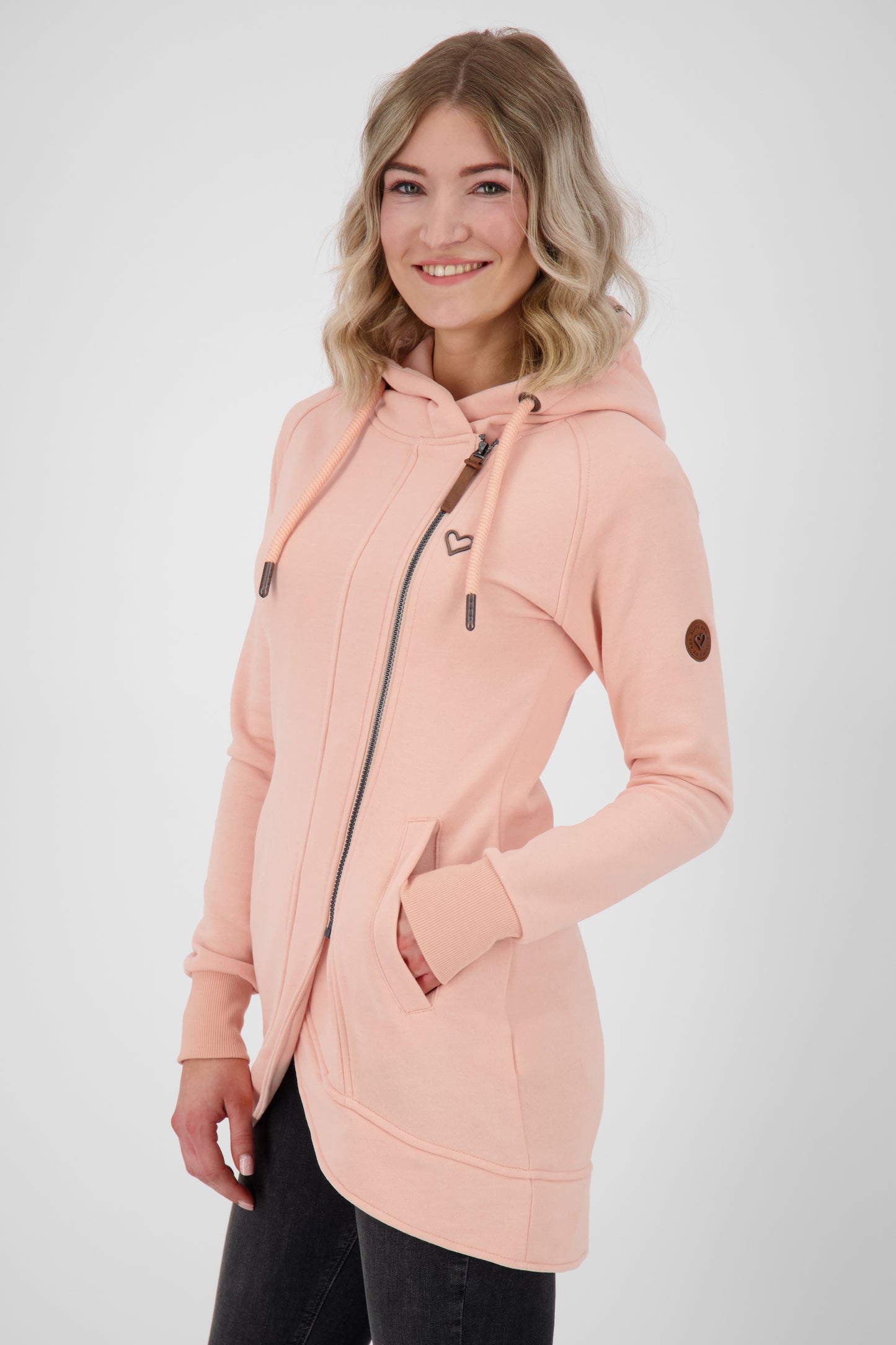 Komfortable Damen-Sweatjacke mit Kapuze MaryAK A Rosa