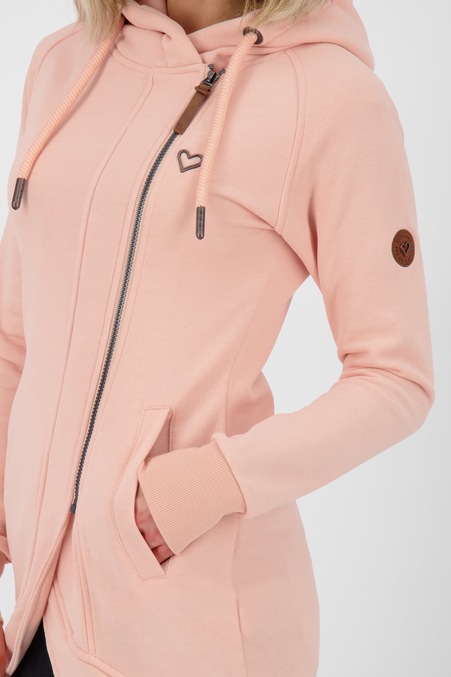 Komfortable Damen-Sweatjacke mit Kapuze MaryAK A Rosa