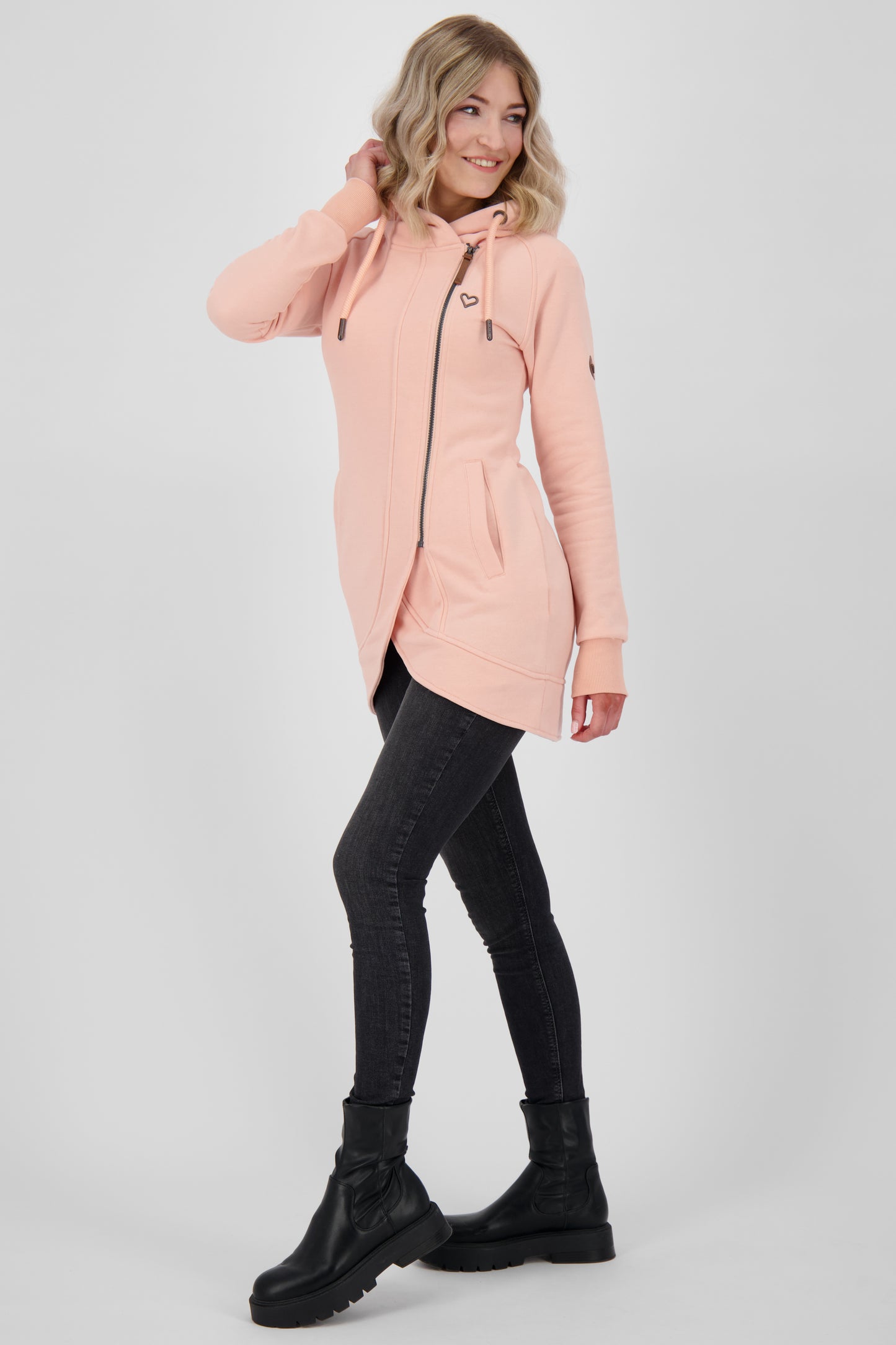 Komfortable Damen-Sweatjacke mit Kapuze MaryAK A Rosa