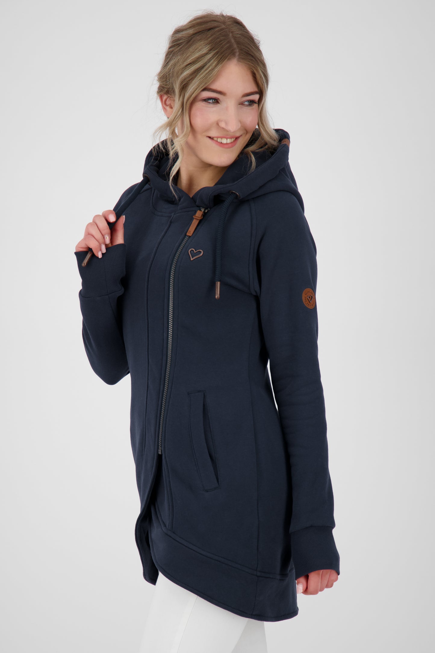 Komfortable Damen-Sweatjacke mit Kapuze MaryAK A Dunkelblau
