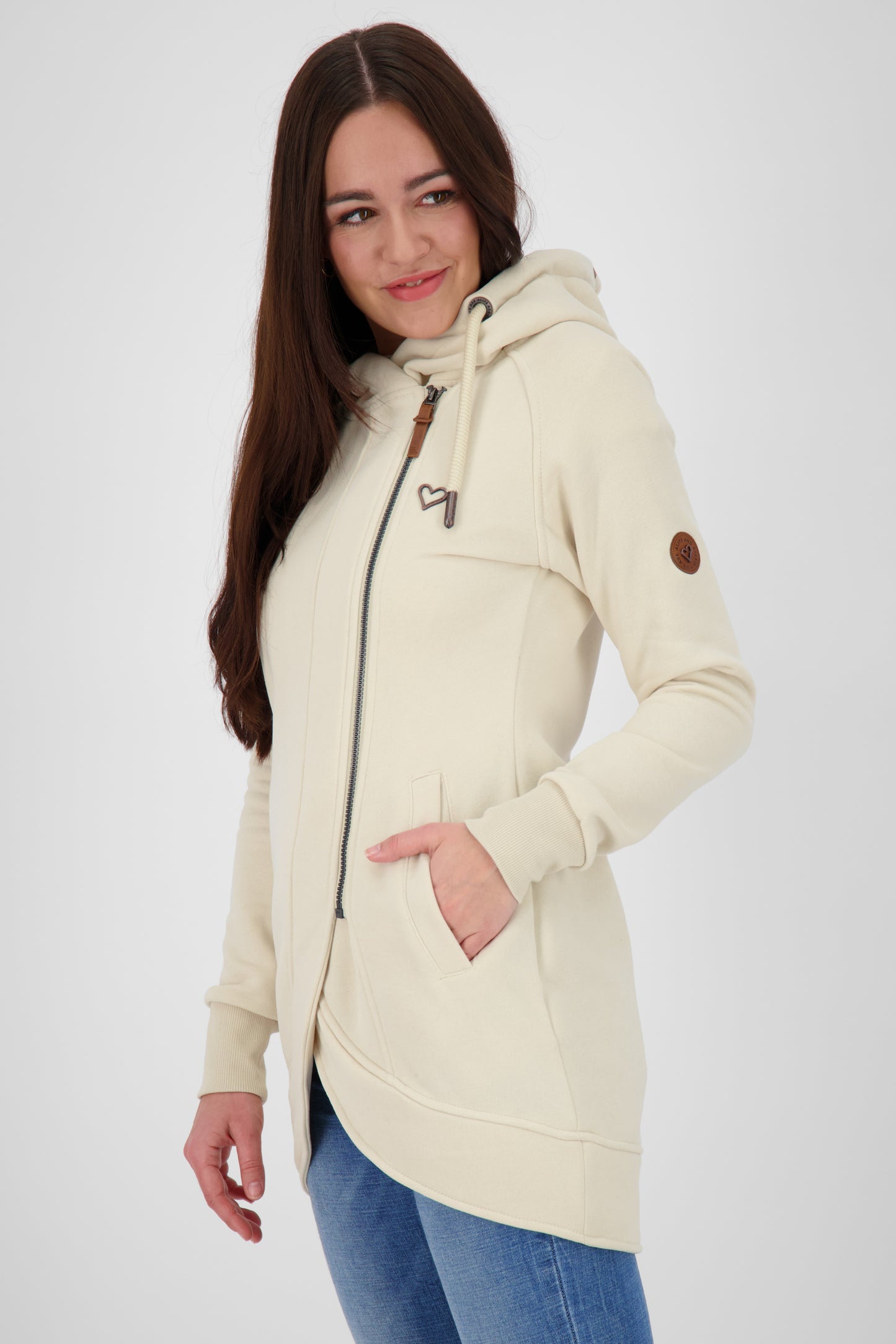Komfortable Damen-Sweatjacke mit Kapuze MaryAK A Beige