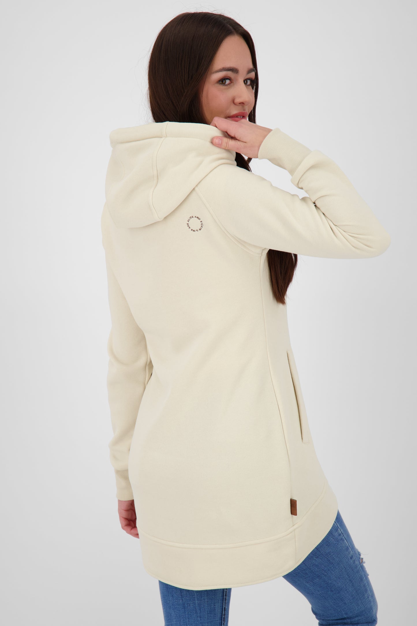 Komfortable Damen-Sweatjacke mit Kapuze MaryAK A Beige