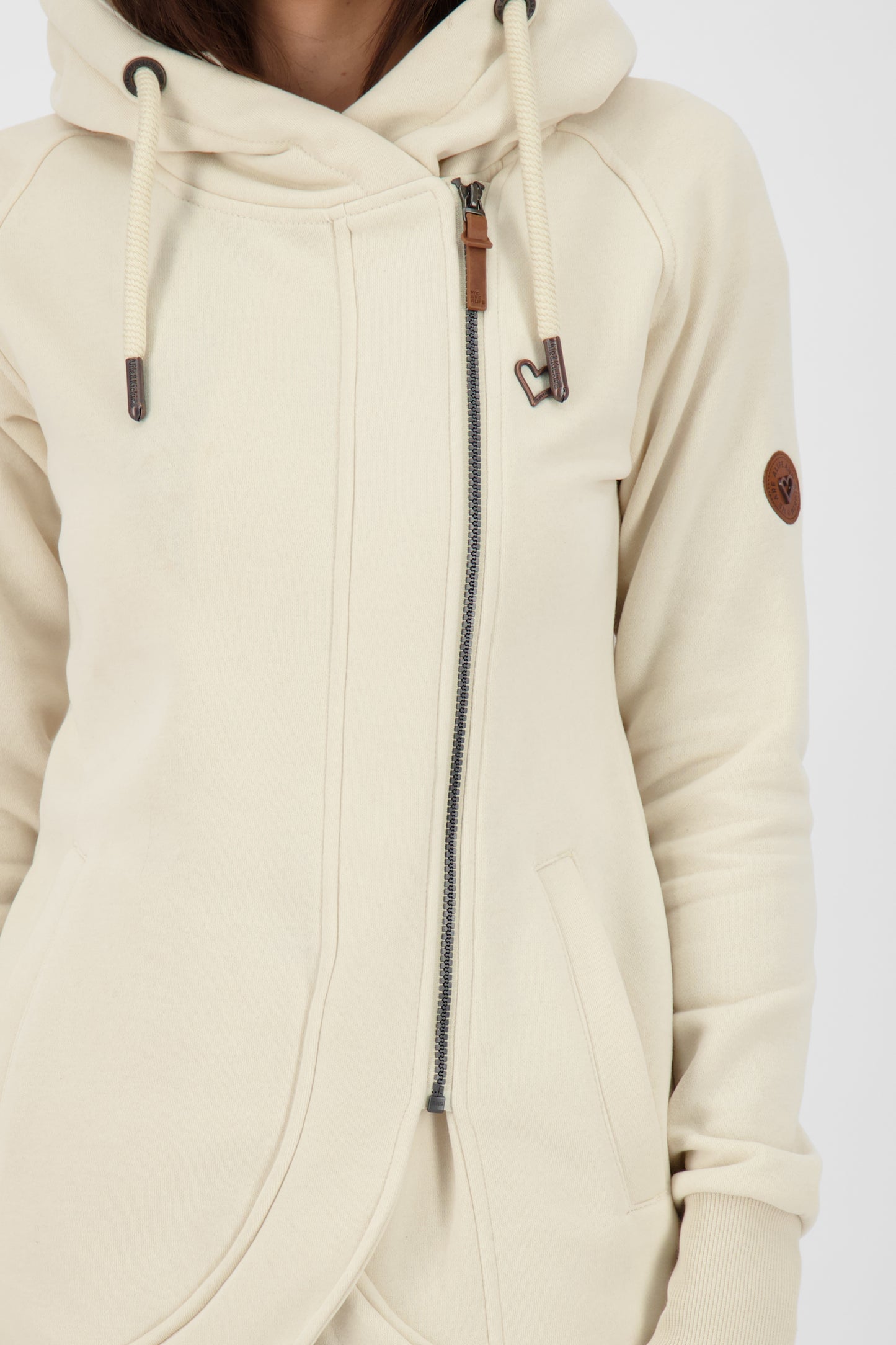 Komfortable Damen-Sweatjacke mit Kapuze MaryAK A Beige