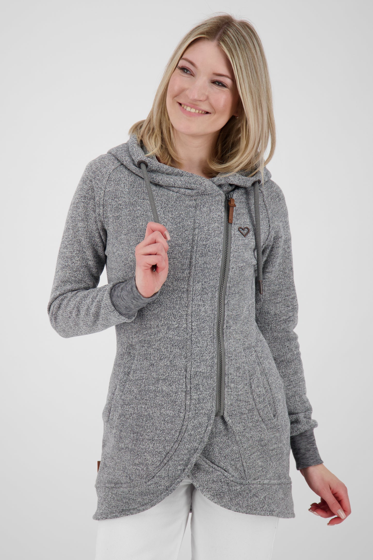 Komfortable Damen-Sweatjacke mit Kapuze MaryAK A Grau