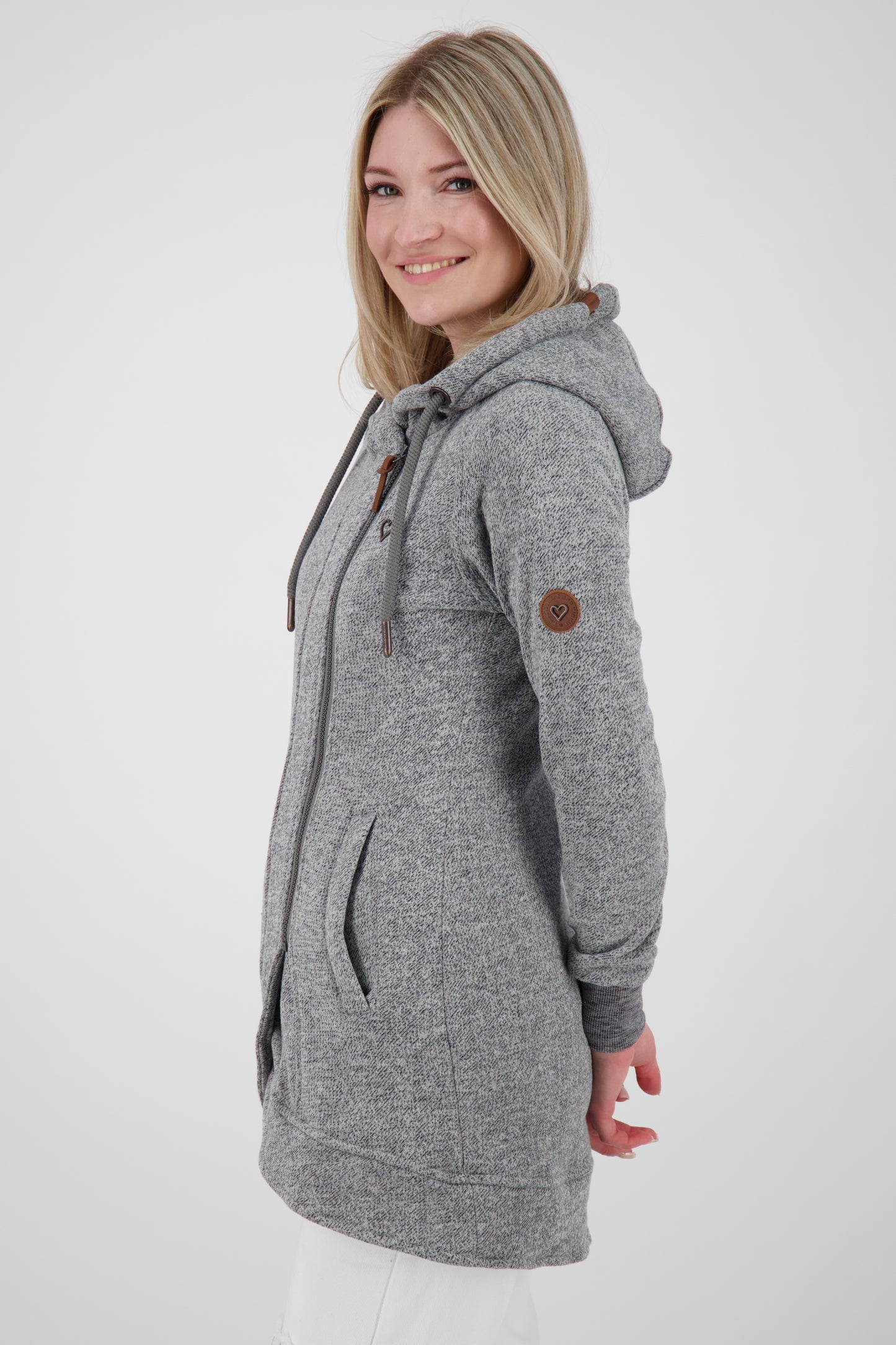 Komfortable Damen-Sweatjacke mit Kapuze MaryAK A Grau