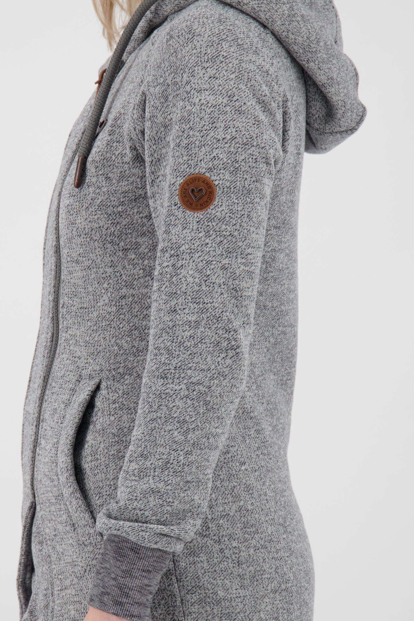 Komfortable Damen-Sweatjacke mit Kapuze MaryAK A Grau