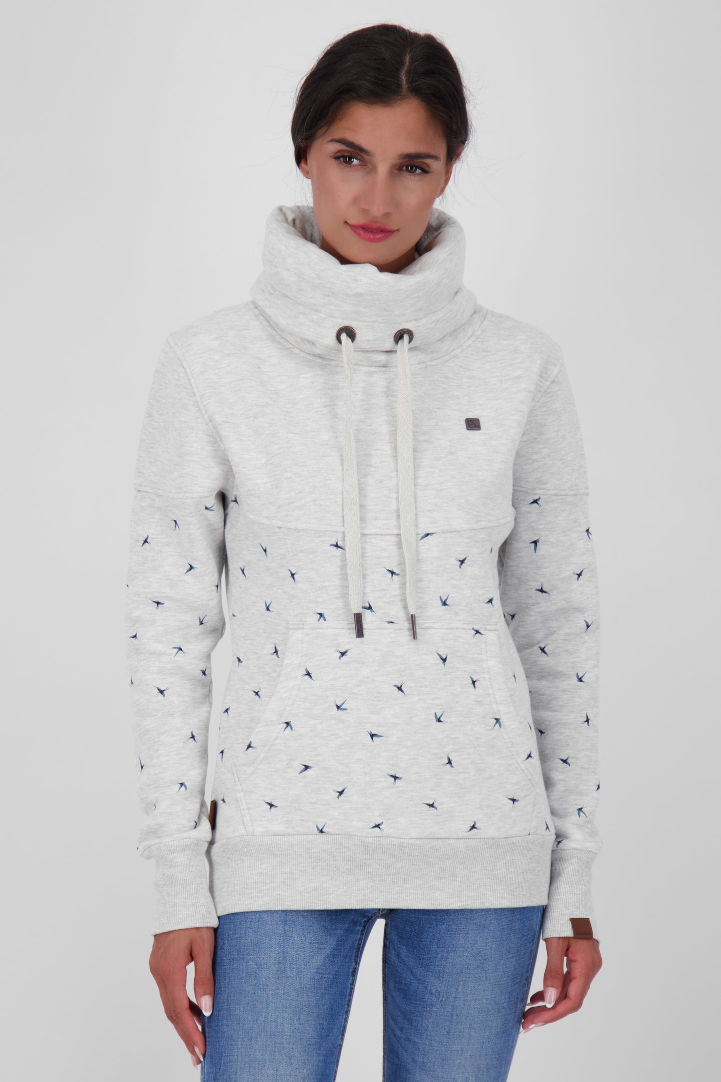SunshineAK B Sweatshirt Damen mit hohem Kragen Grau