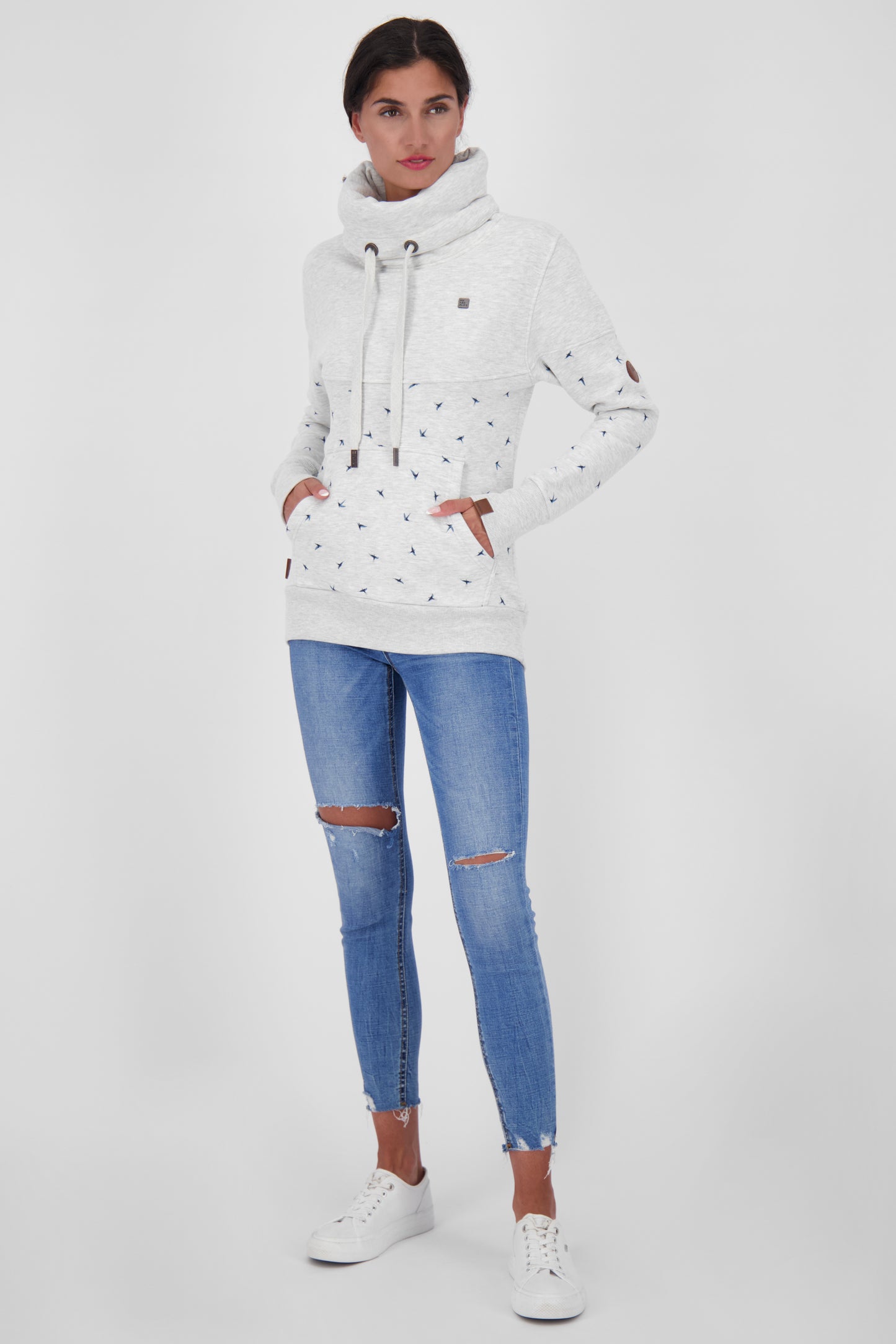 SunshineAK B Sweatshirt Damen mit hohem Kragen Grau