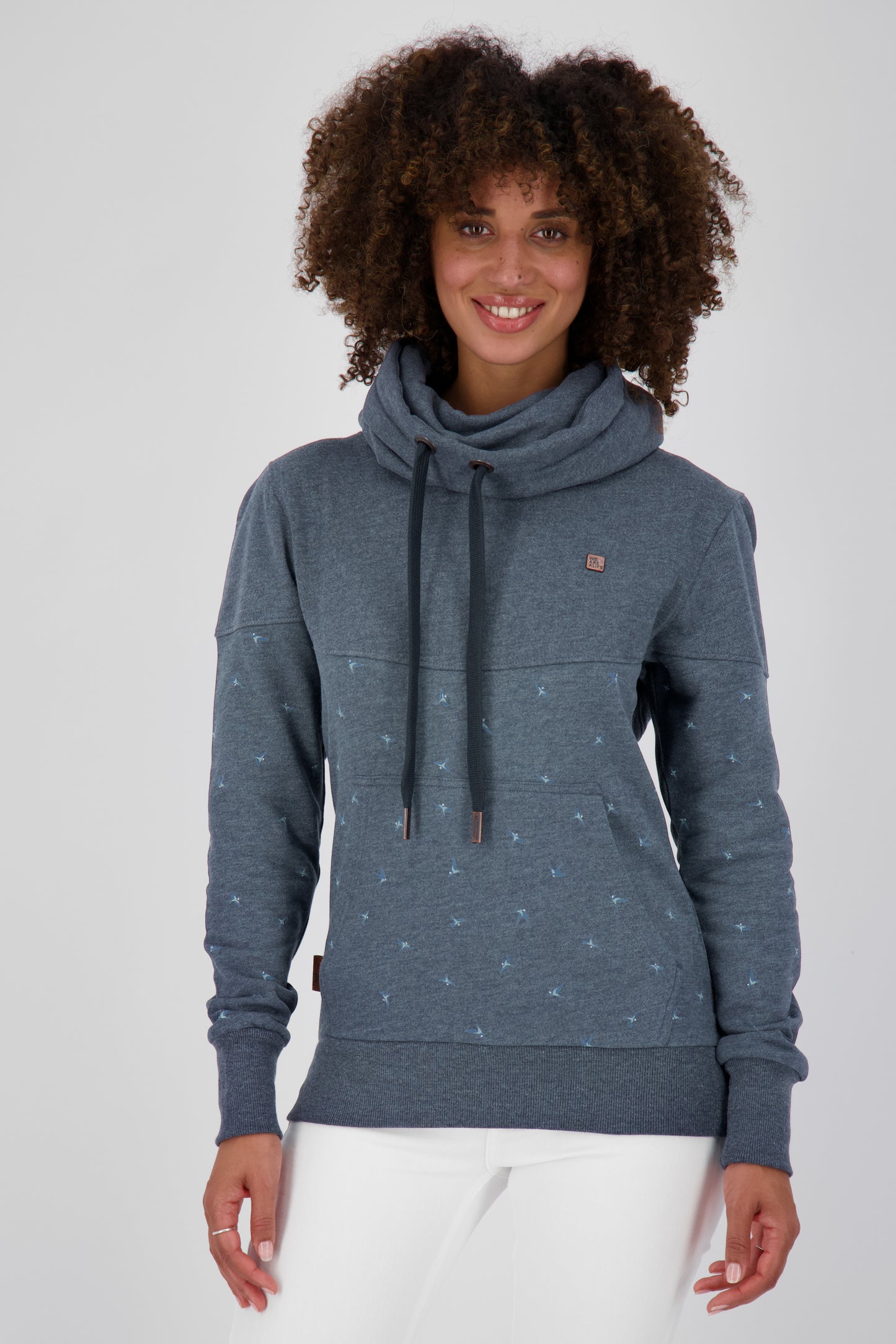 SunshineAK B Sweatshirt Damen mit hohem Kragen Dunkelblau