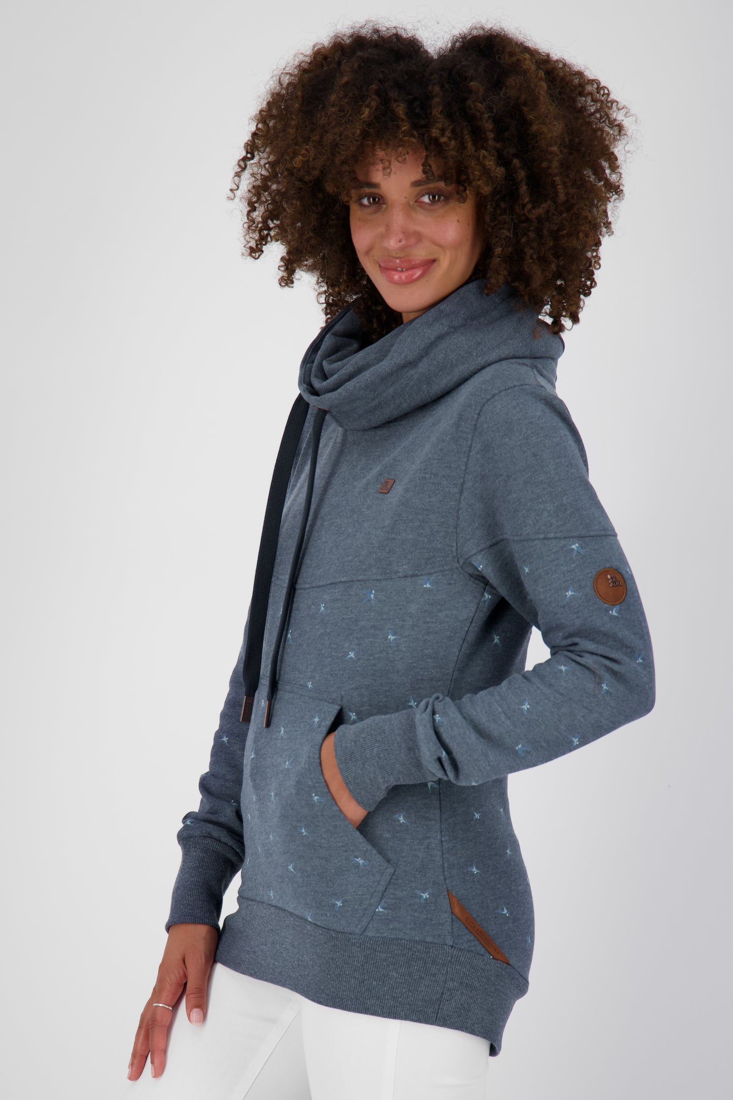 SunshineAK B Sweatshirt Damen mit hohem Kragen Dunkelblau