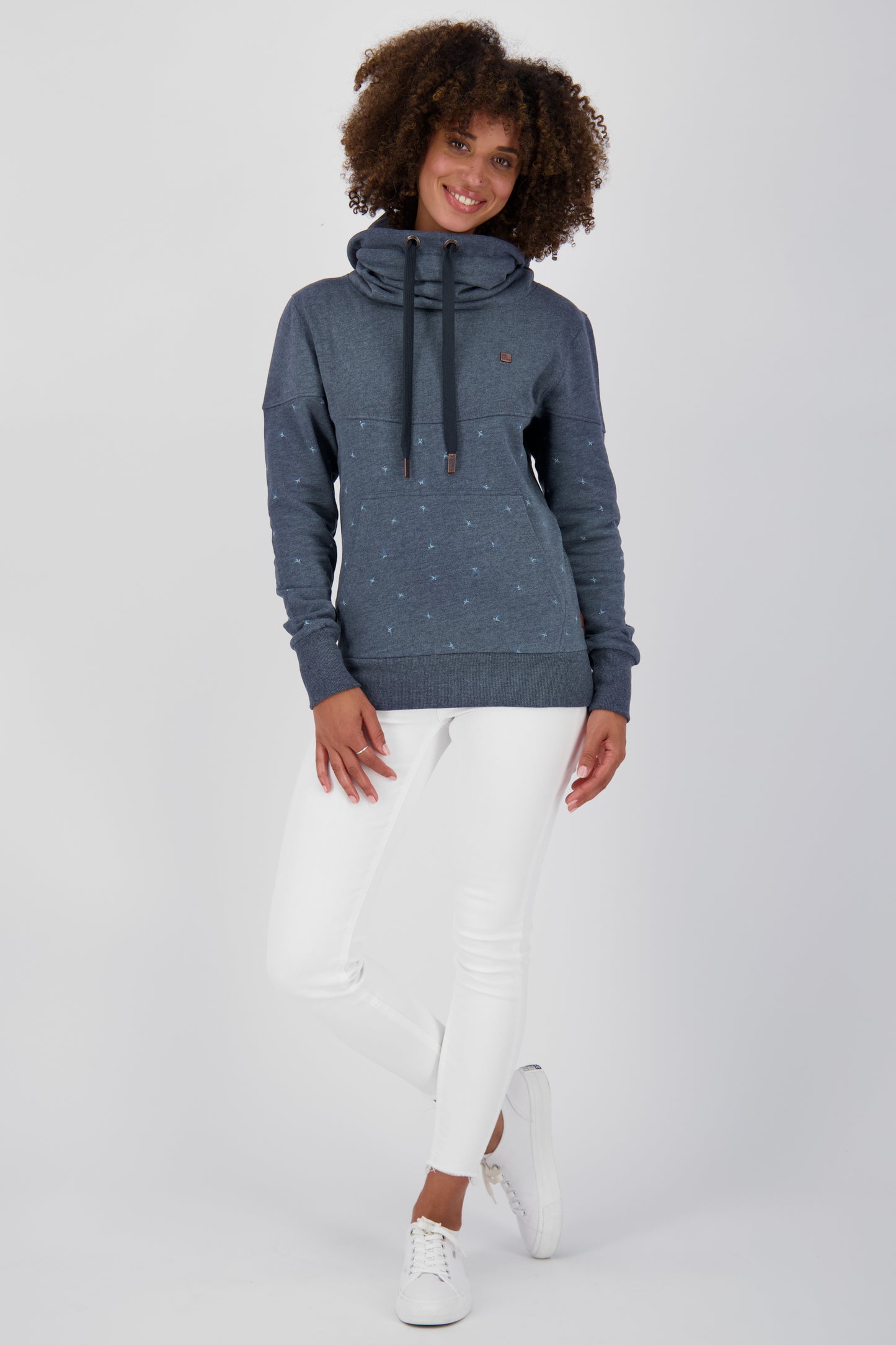 SunshineAK B Sweatshirt Damen mit hohem Kragen Dunkelblau