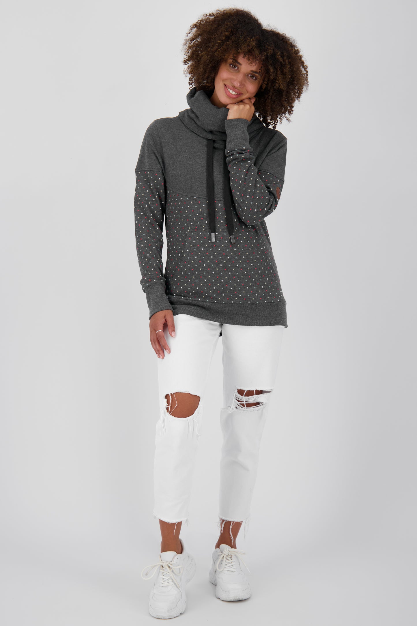 SunshineAK B Sweatshirt Damen mit hohem Kragen Schwarz