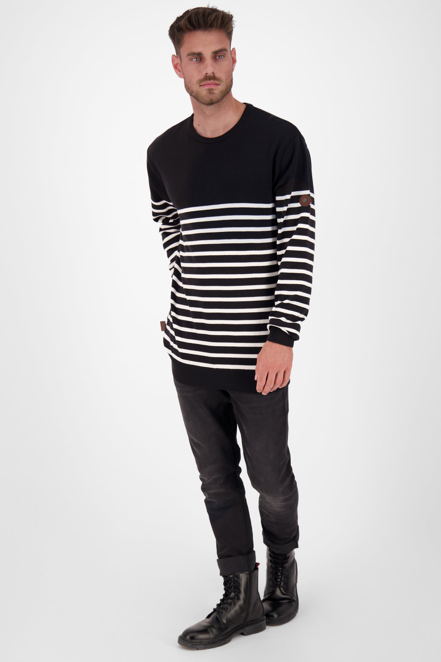 Herren Strickpullover ValentinAK B im maritimen Design Schwarz