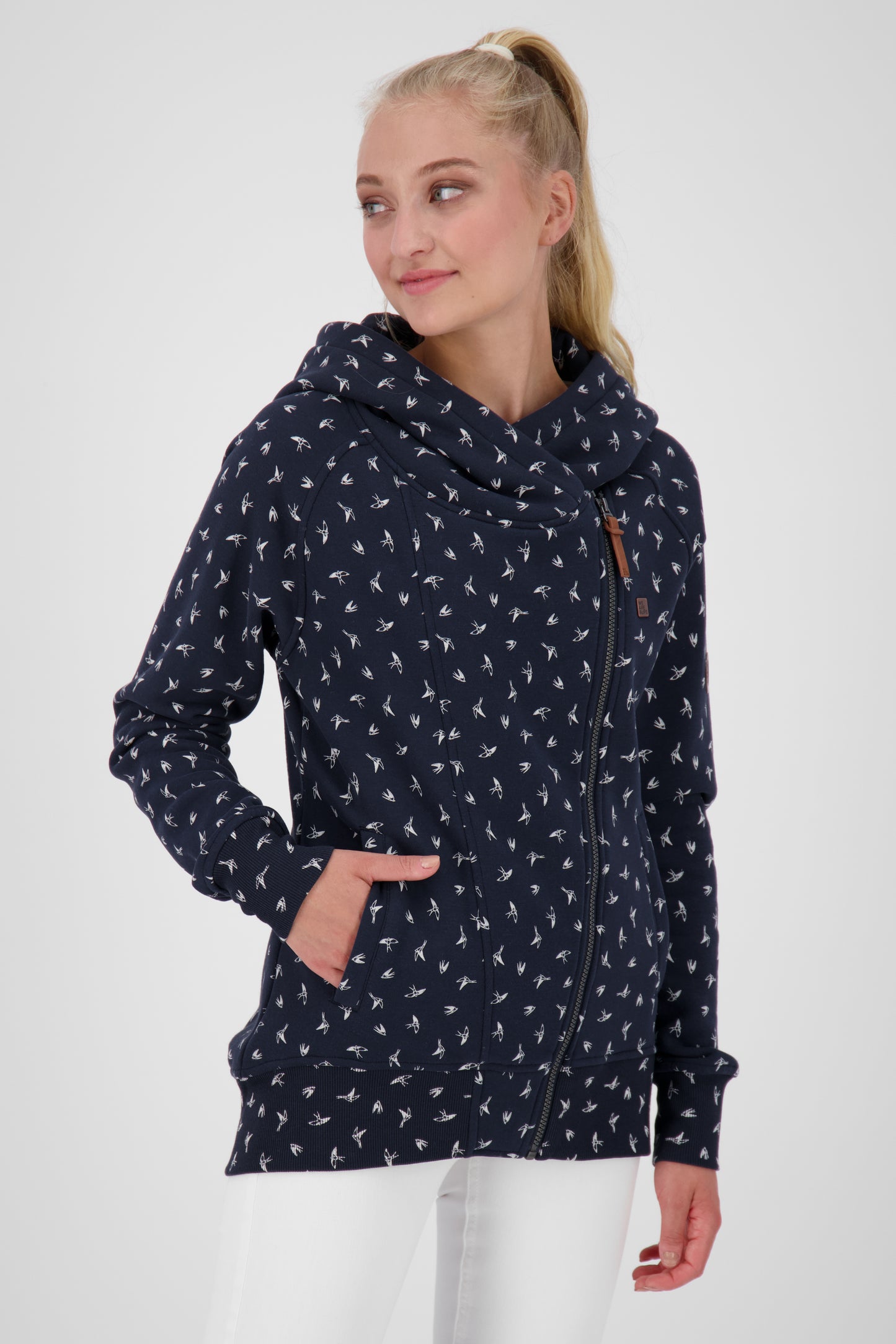 Trendige Damen-Kapuzensweatjacke SnakecharmerAK Dunkelblau