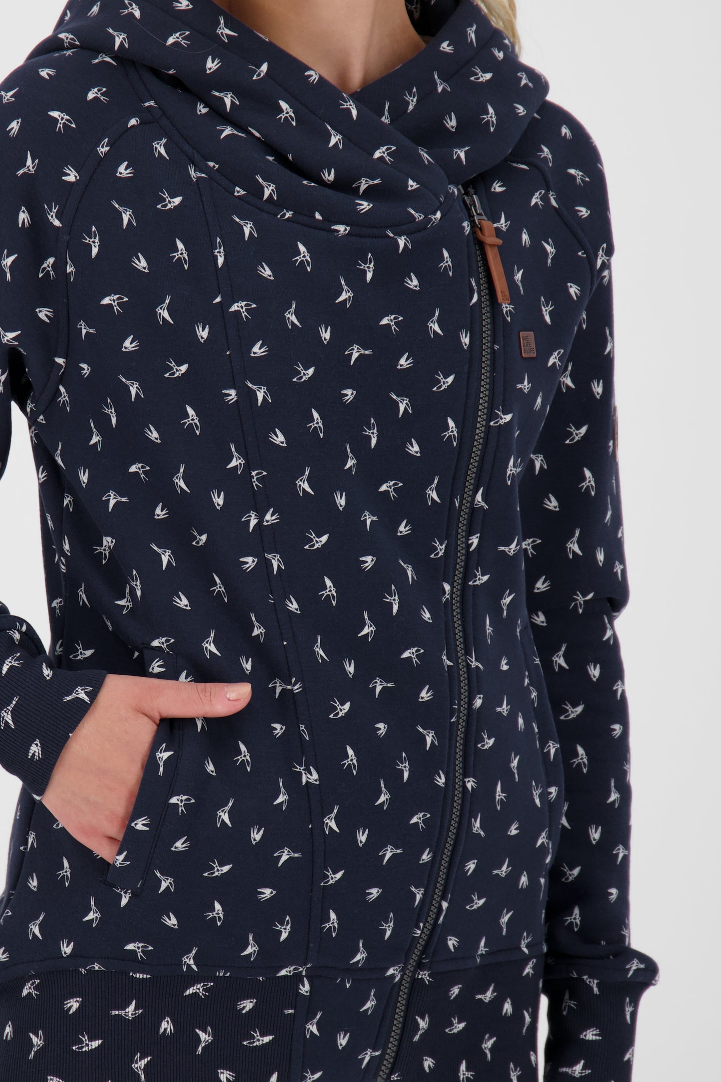 Trendige Damen-Kapuzensweatjacke SnakecharmerAK Dunkelblau