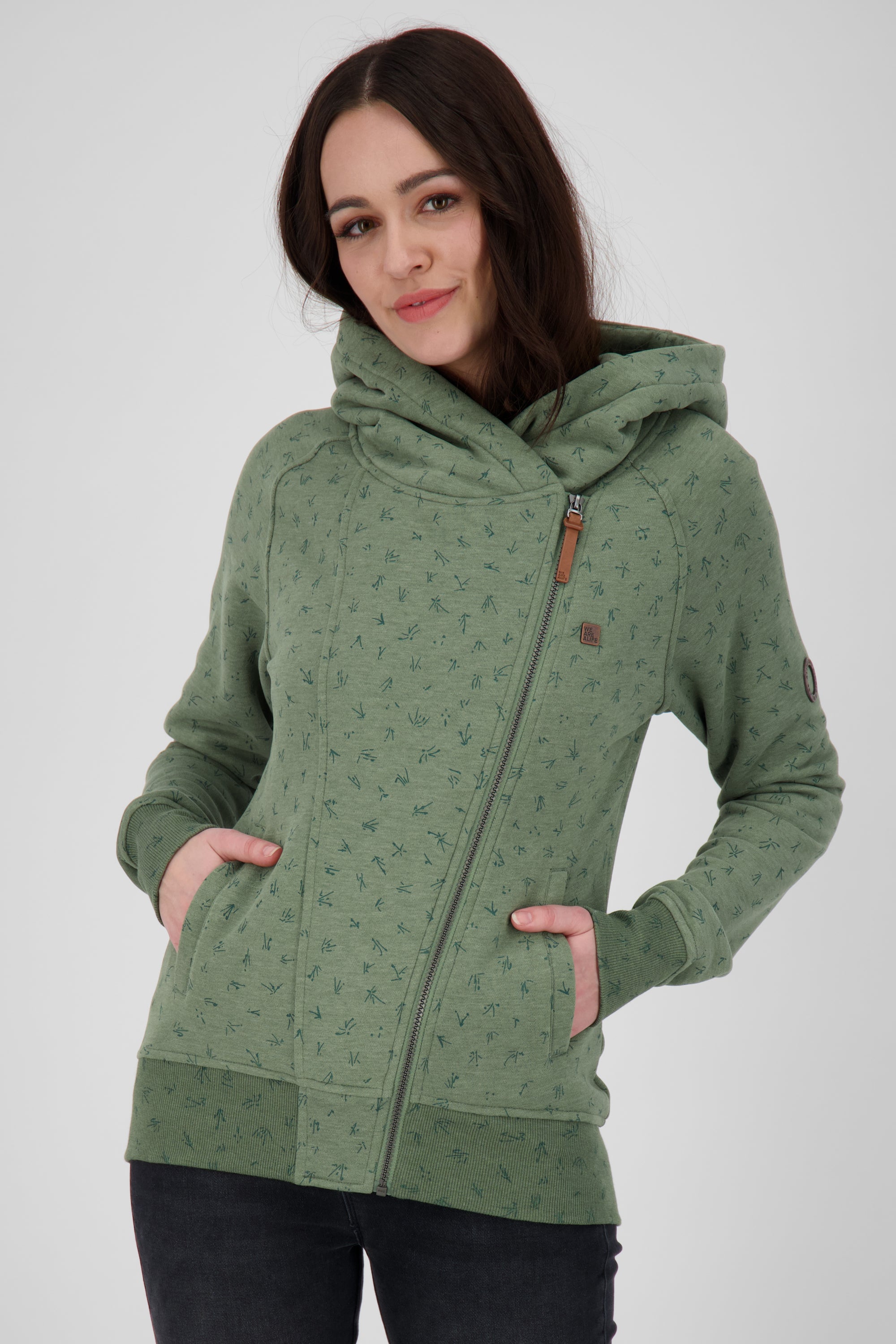 Trendige Damen-Kapuzensweatjacke SnakecharmerAK Grün