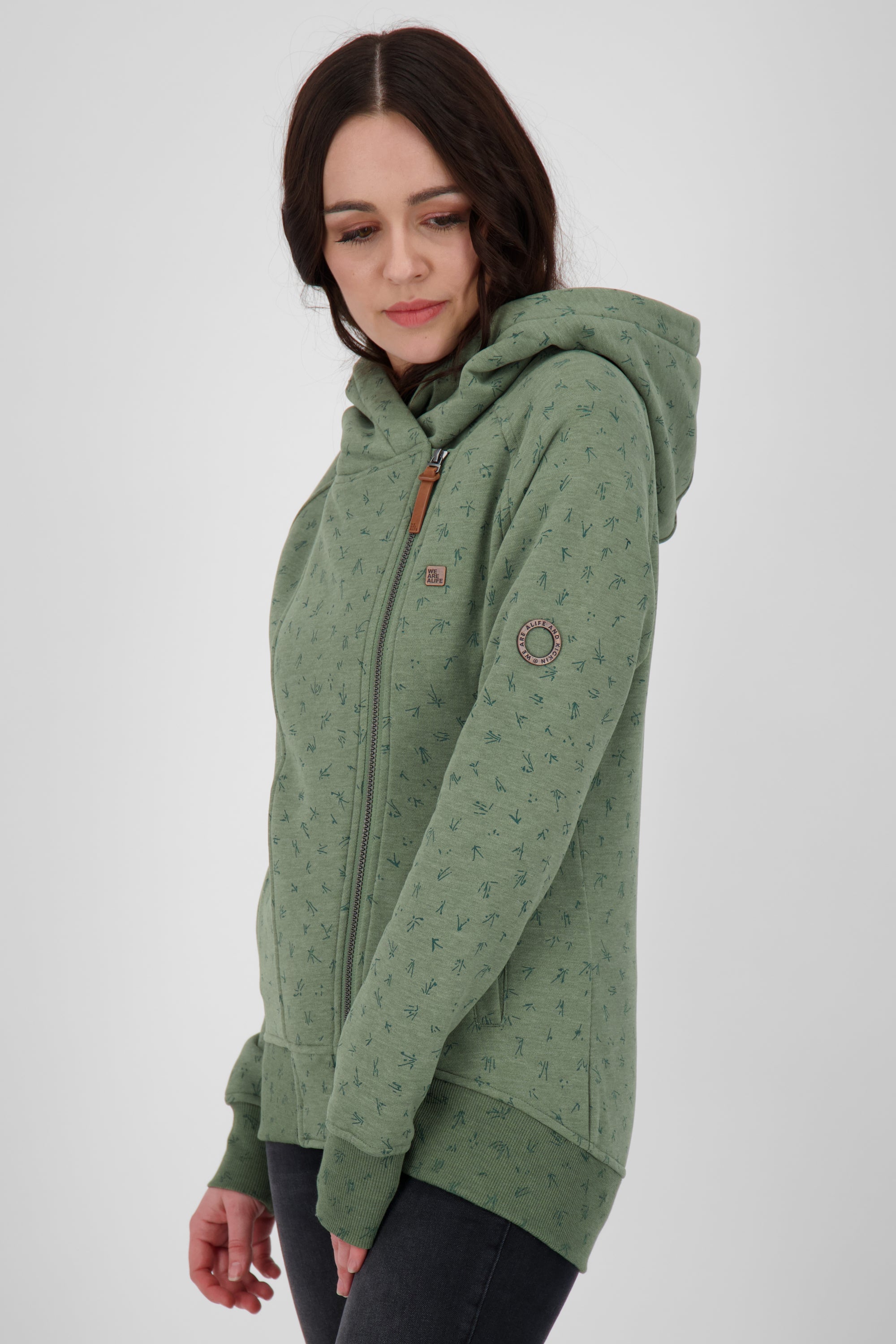 Trendige Damen-Kapuzensweatjacke SnakecharmerAK Grün