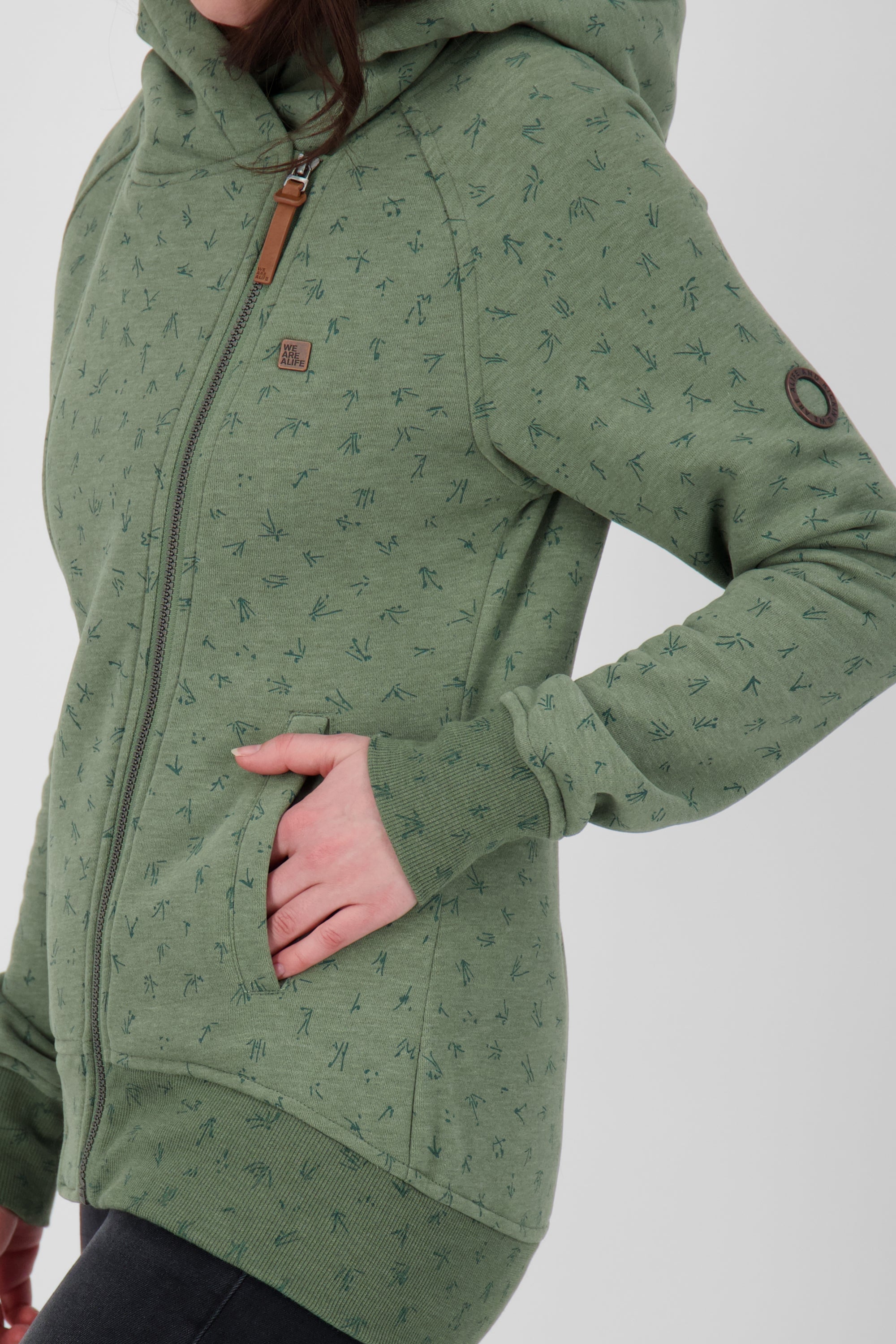 Trendige Damen-Kapuzensweatjacke SnakecharmerAK Grün