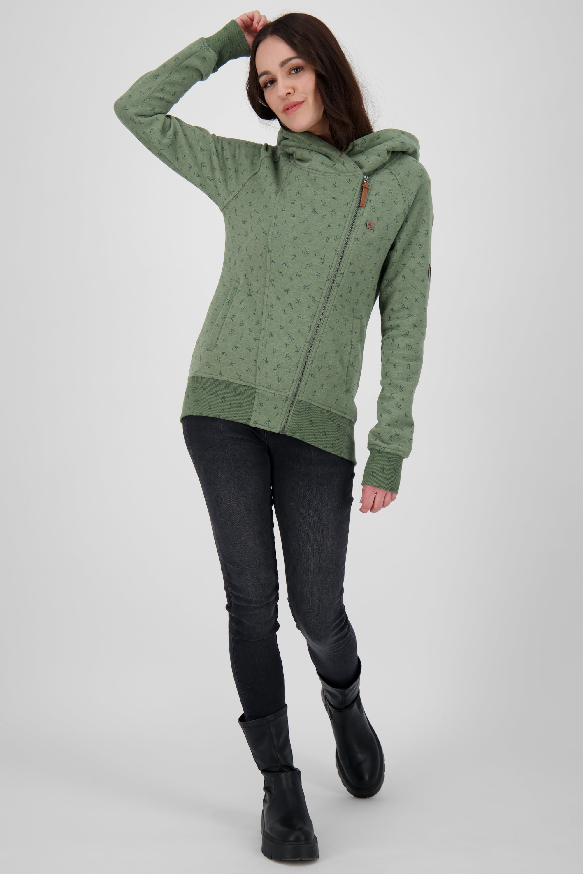 Trendige Damen-Kapuzensweatjacke SnakecharmerAK Grün