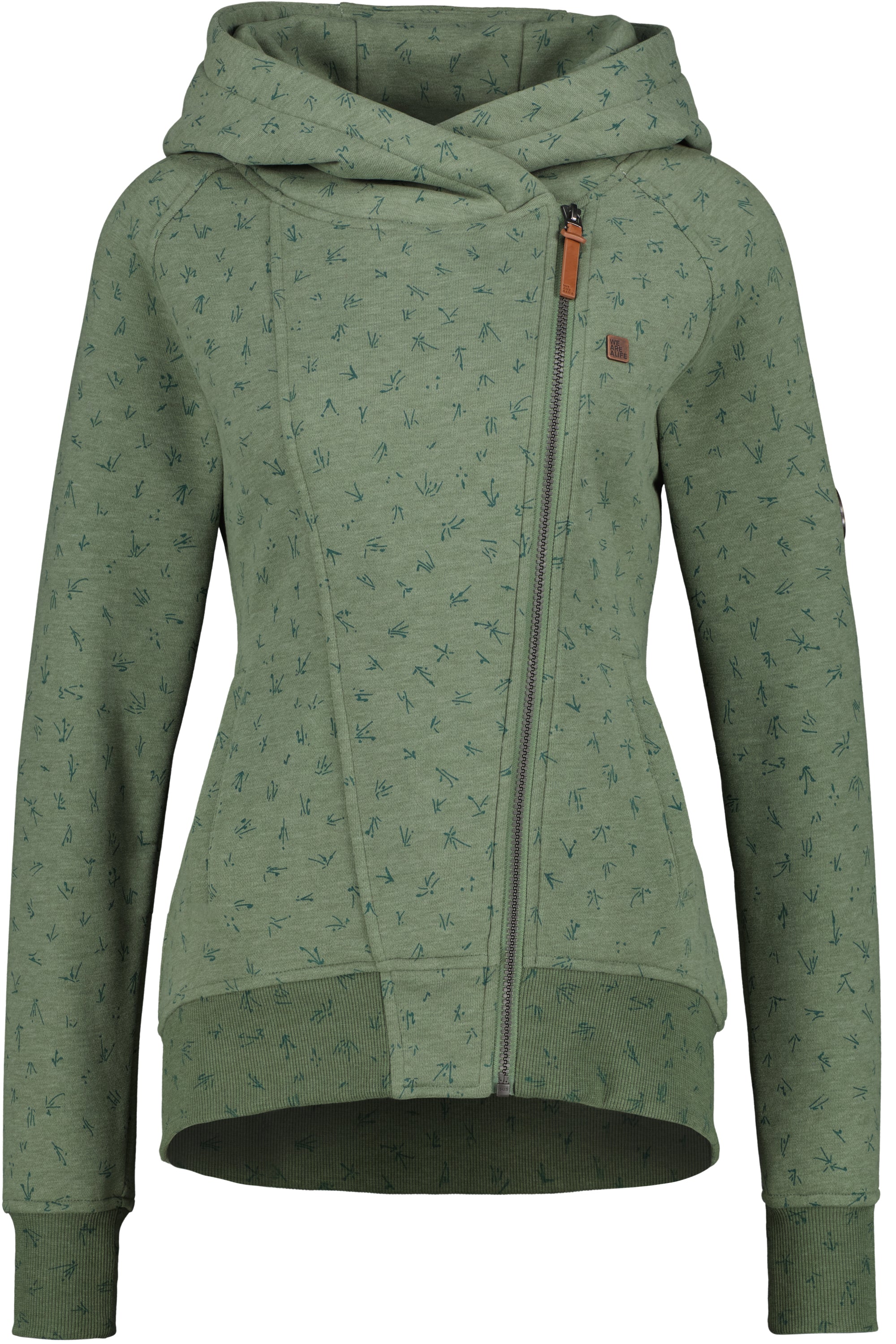 Trendige Damen-Kapuzensweatjacke SnakecharmerAK Grün