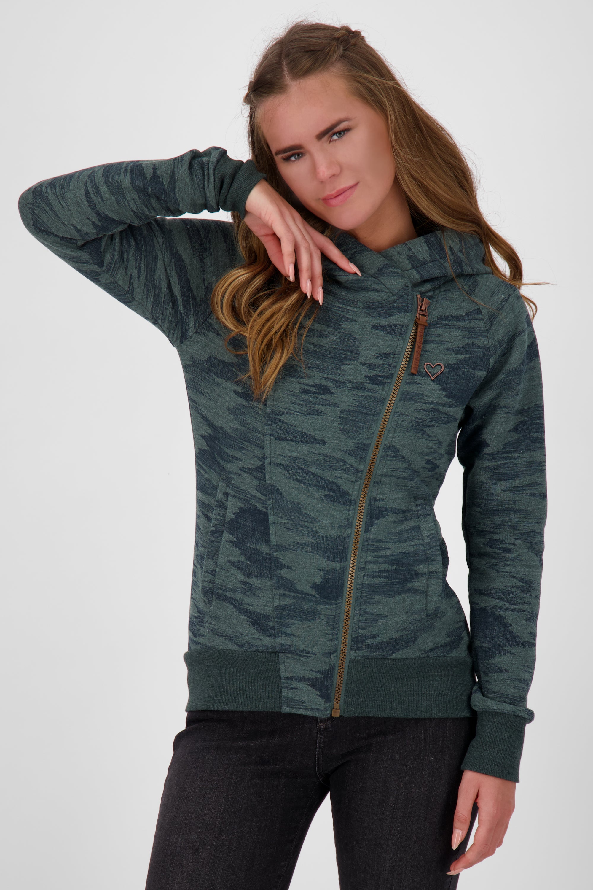 Damen Sweatjacke SnakecharmerAK: Vielseitiges Key Piece Dunkelgrün