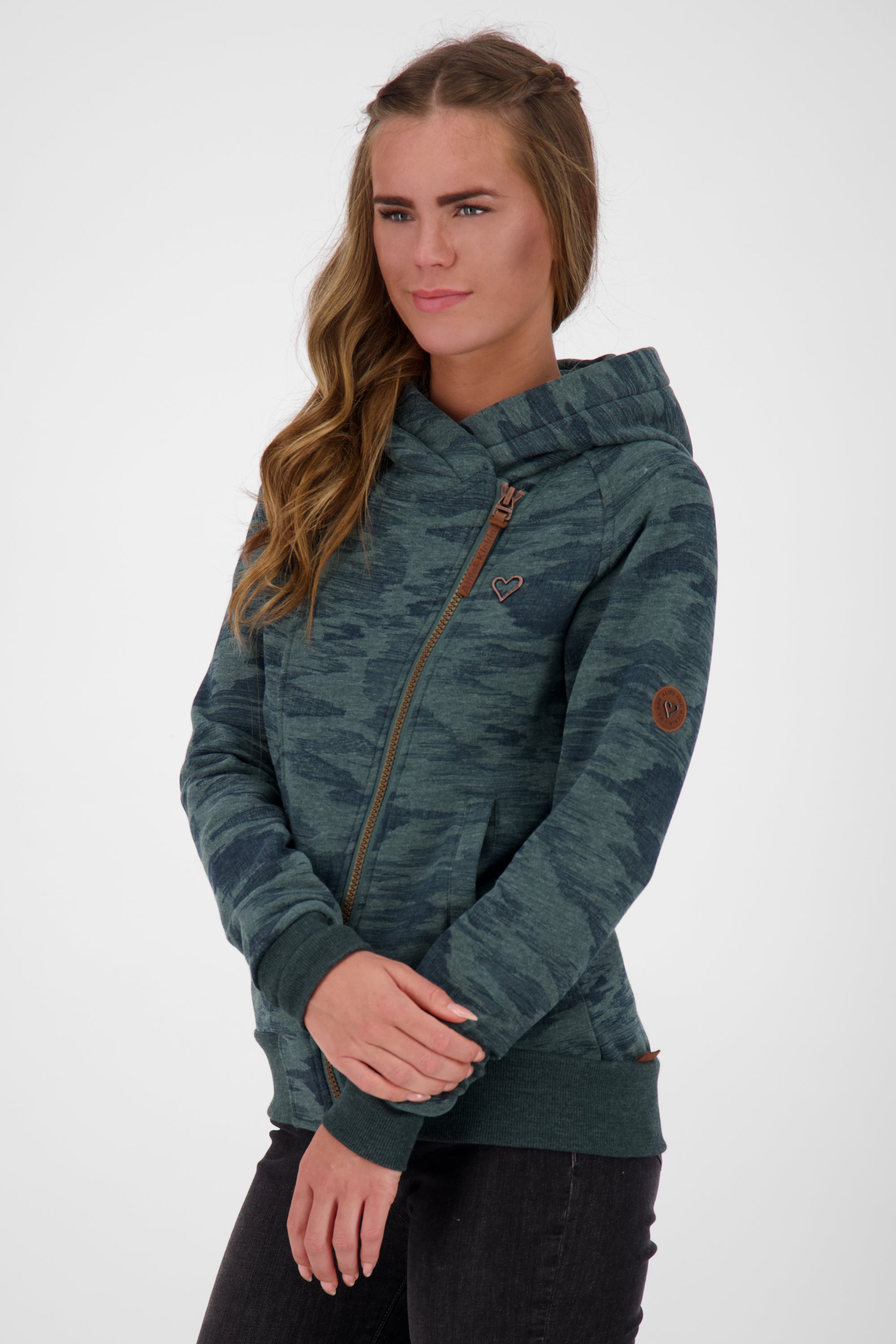 Damen Sweatjacke SnakecharmerAK: Vielseitiges Key Piece Dunkelgrün