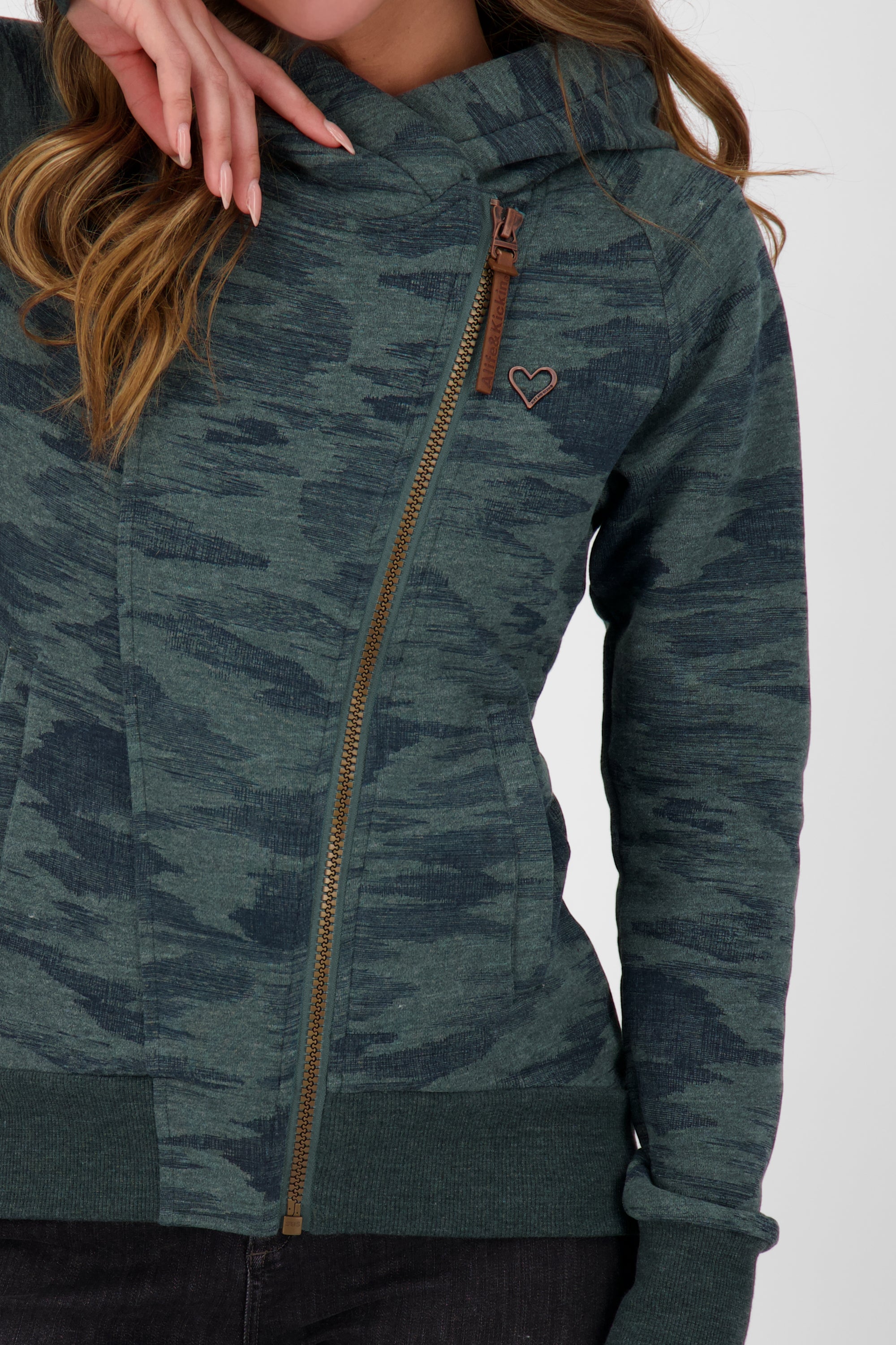 Damen Sweatjacke SnakecharmerAK: Vielseitiges Key Piece Dunkelgrün