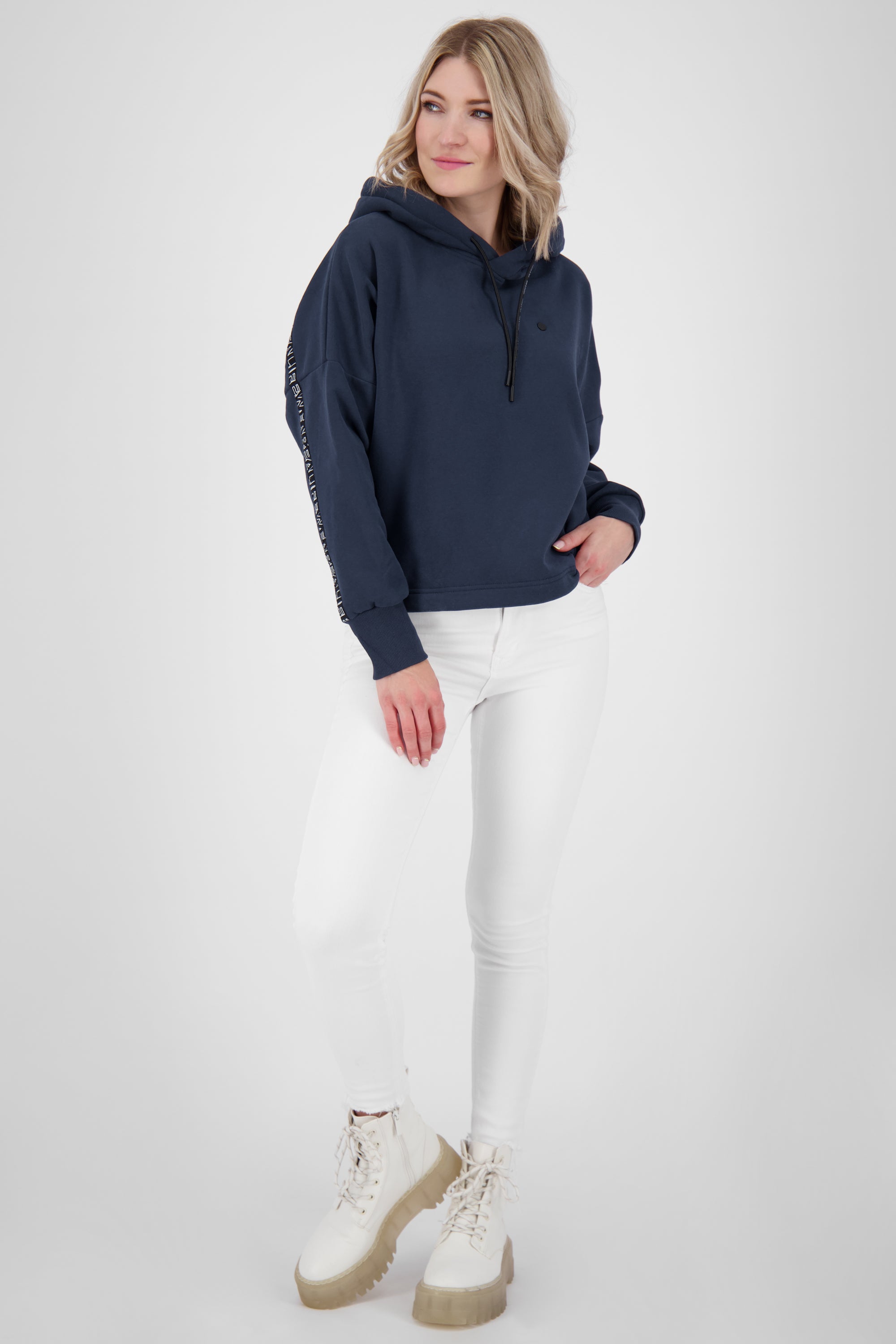 MinaAK A Hoodie Damen kurz geschnitten Dunkelblau