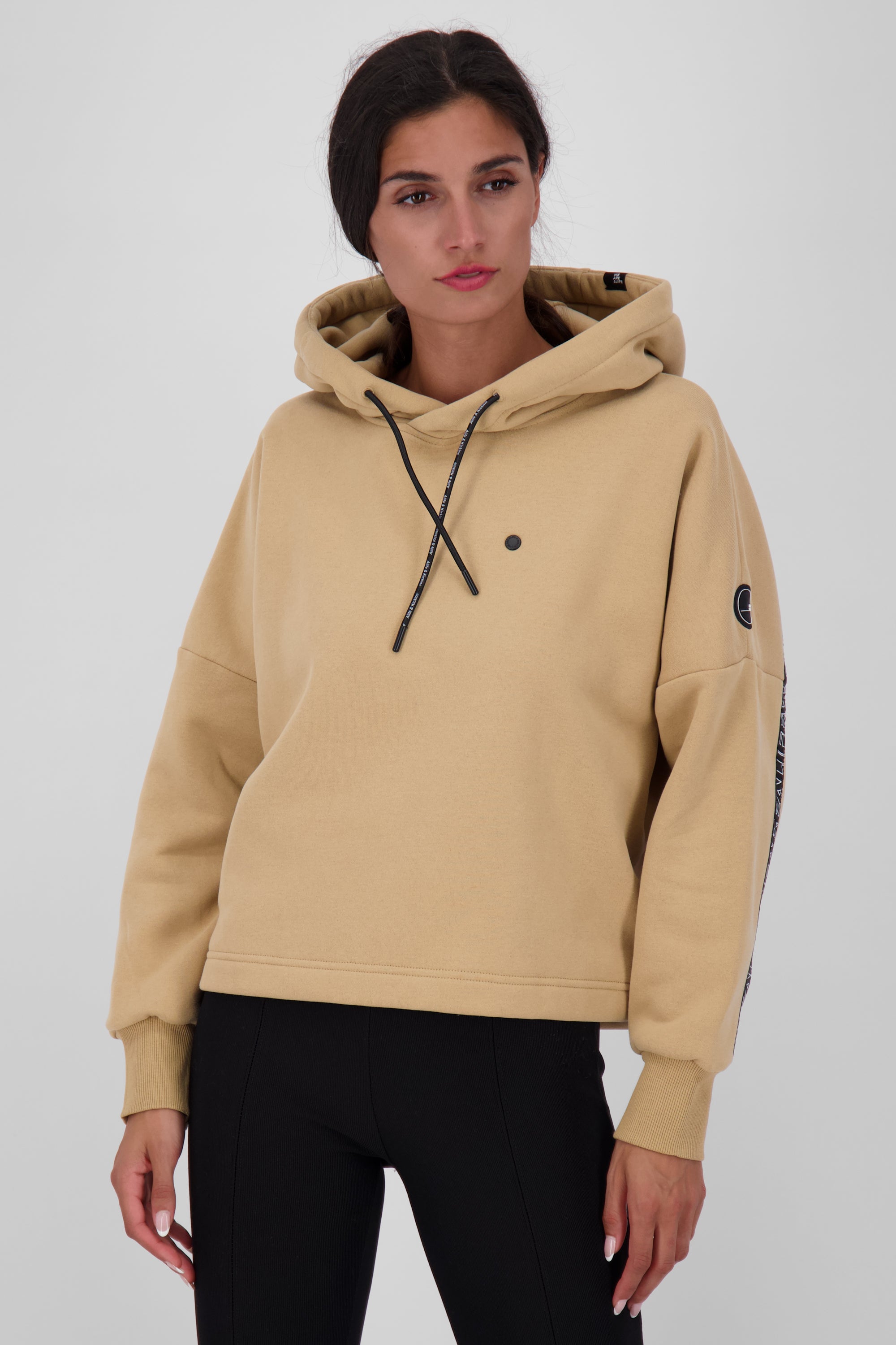 MinaAK A Hoodie Damen kurz geschnitten Beige