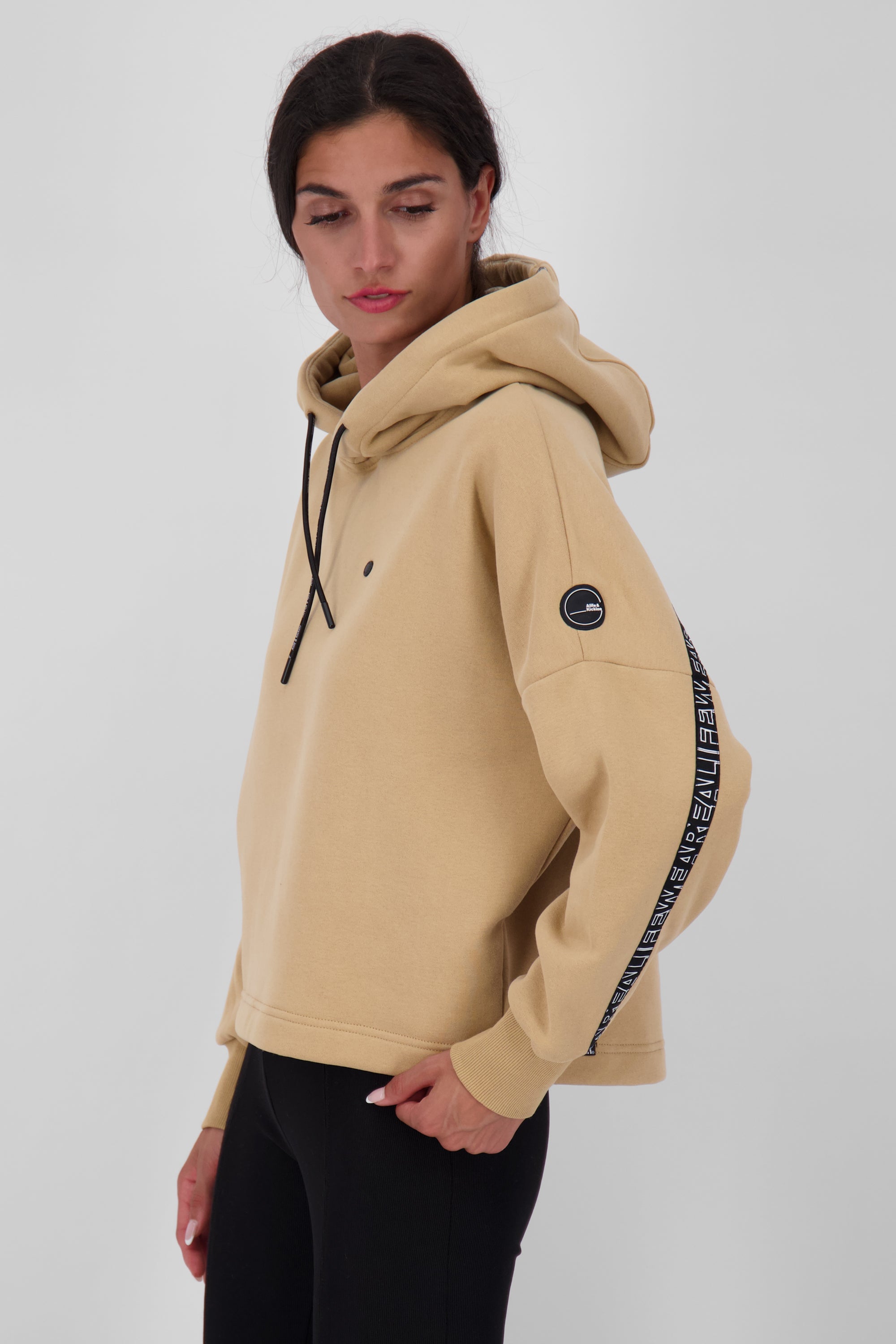 MinaAK A Hoodie Damen kurz geschnitten Beige