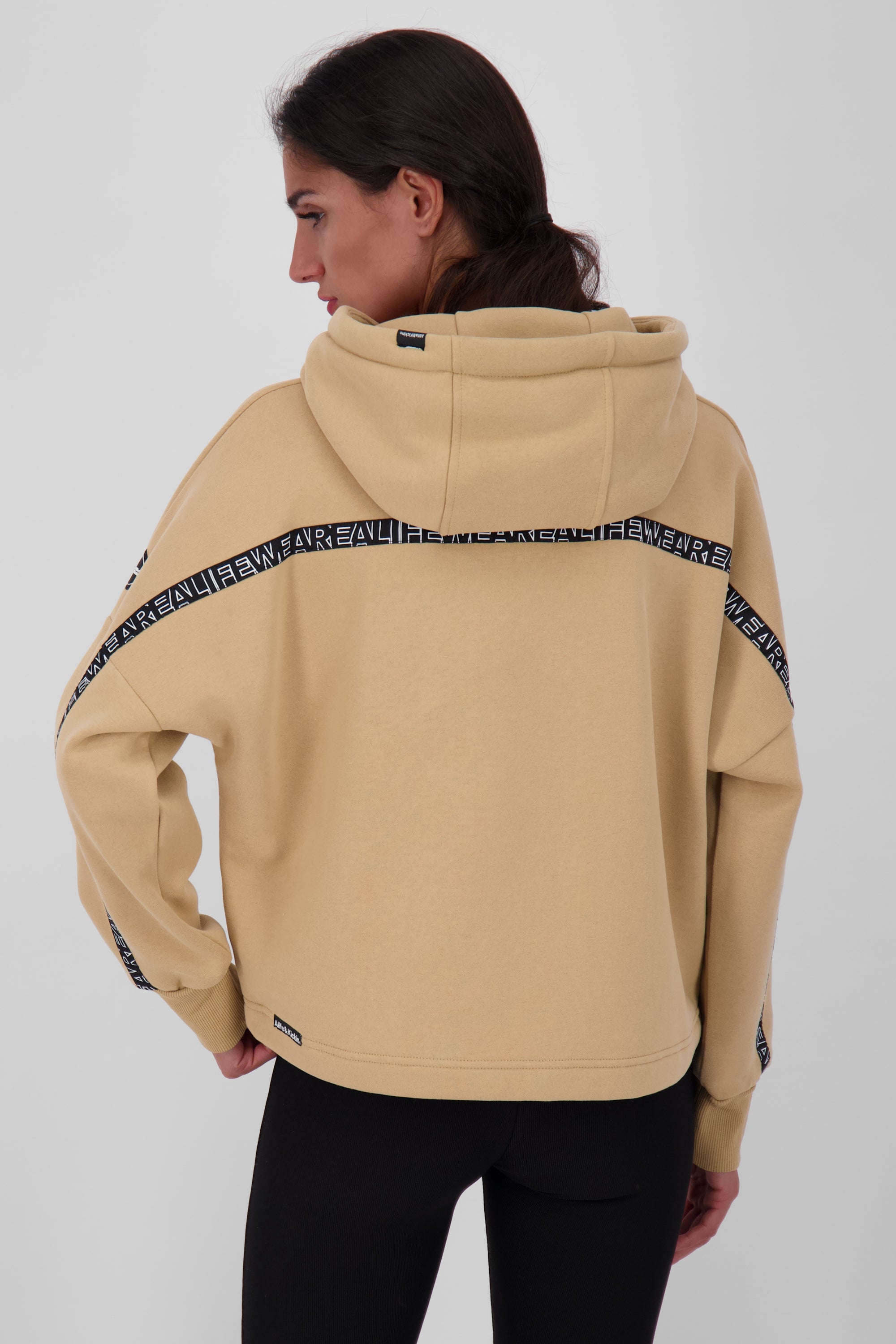 MinaAK A Hoodie Damen kurz geschnitten Beige