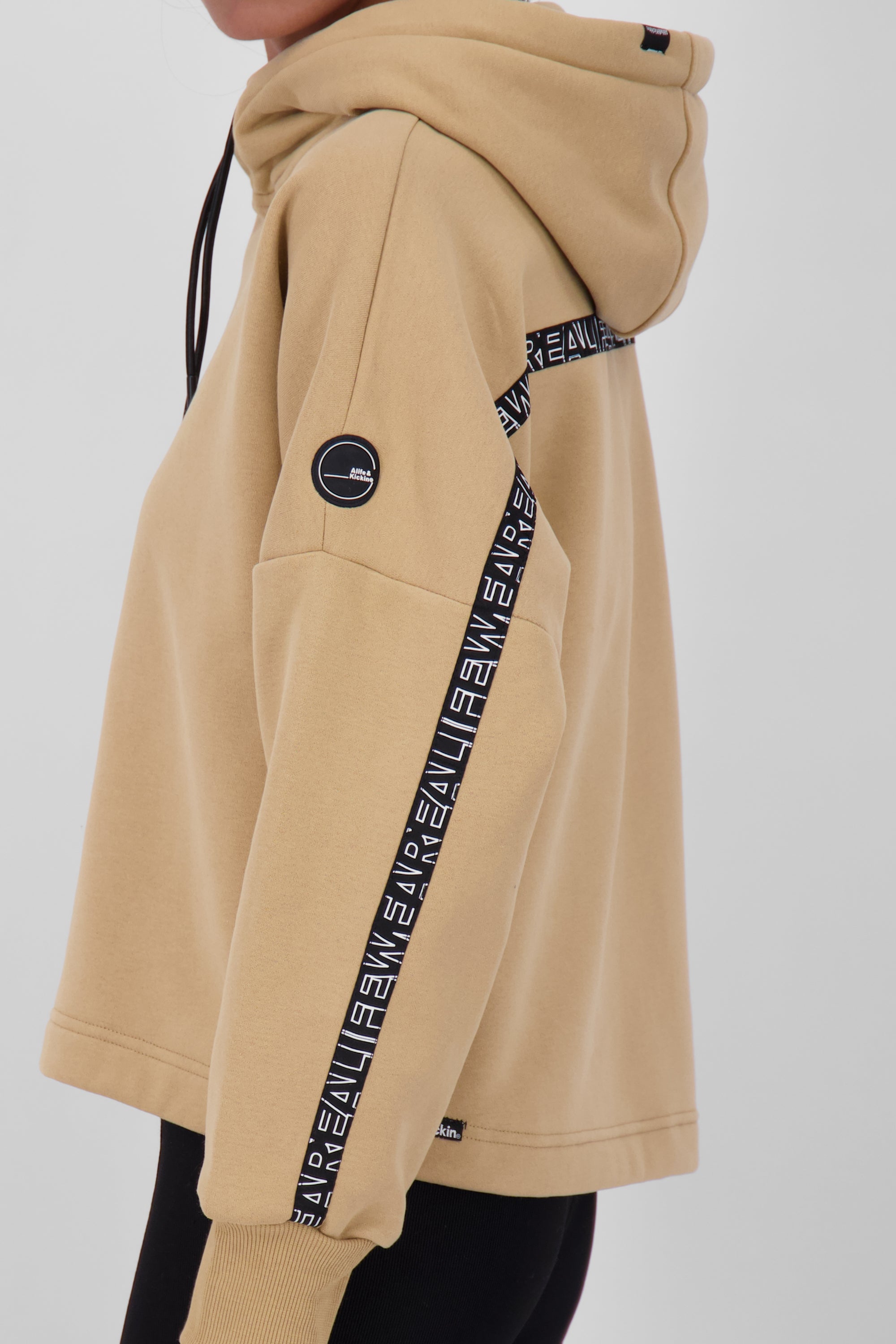 MinaAK A Hoodie Damen kurz geschnitten Beige