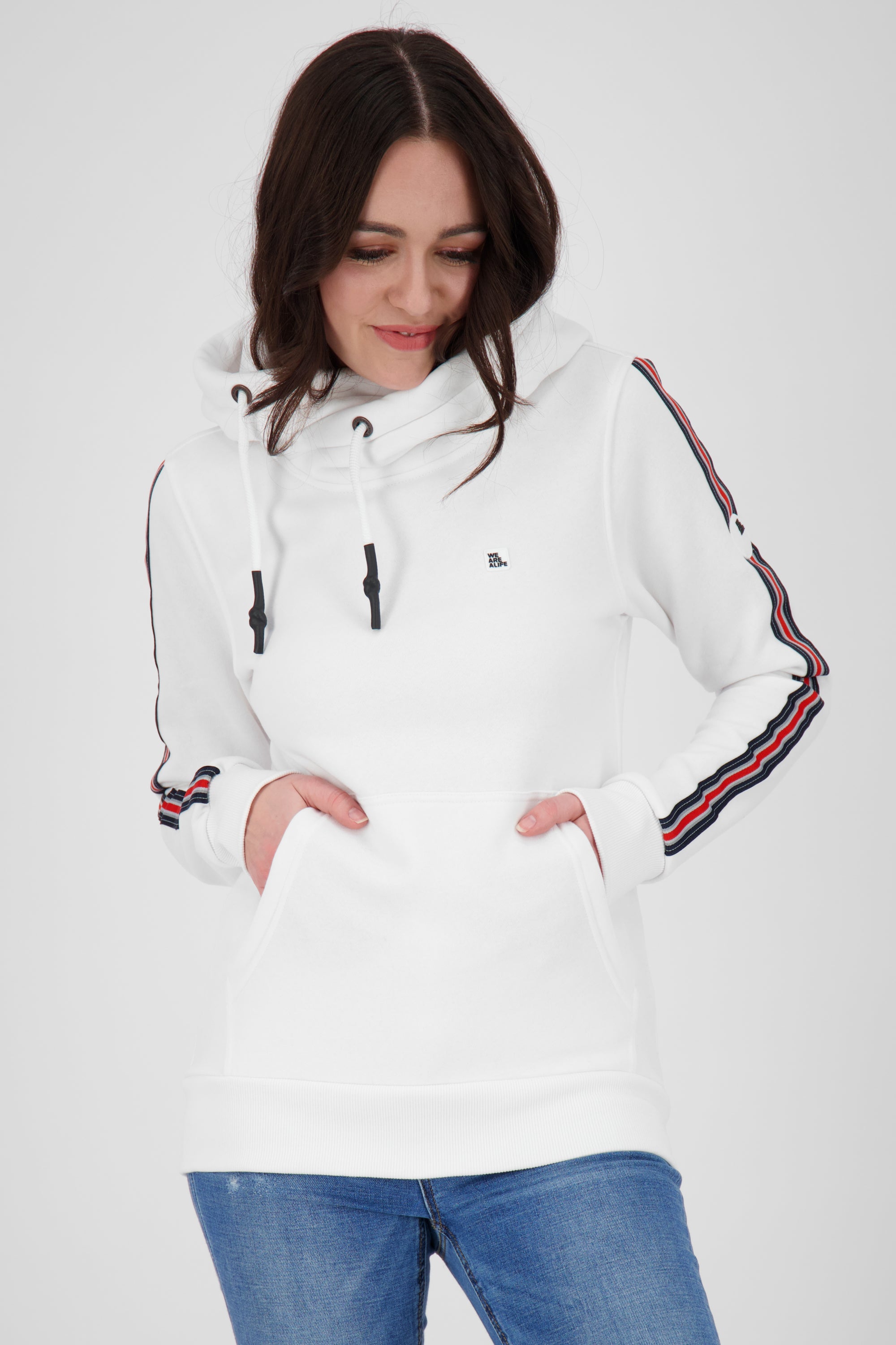 Damen Kapuzensweatshirt SarahAK D mit Kängurutasche Weiß